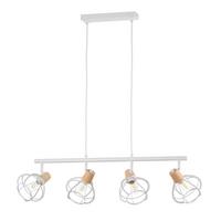 Pendelleuchte Ginger Weiß L: 92 cm - Weiß, KONVENTIONELL, Glas/Metall (92/15/150cm)