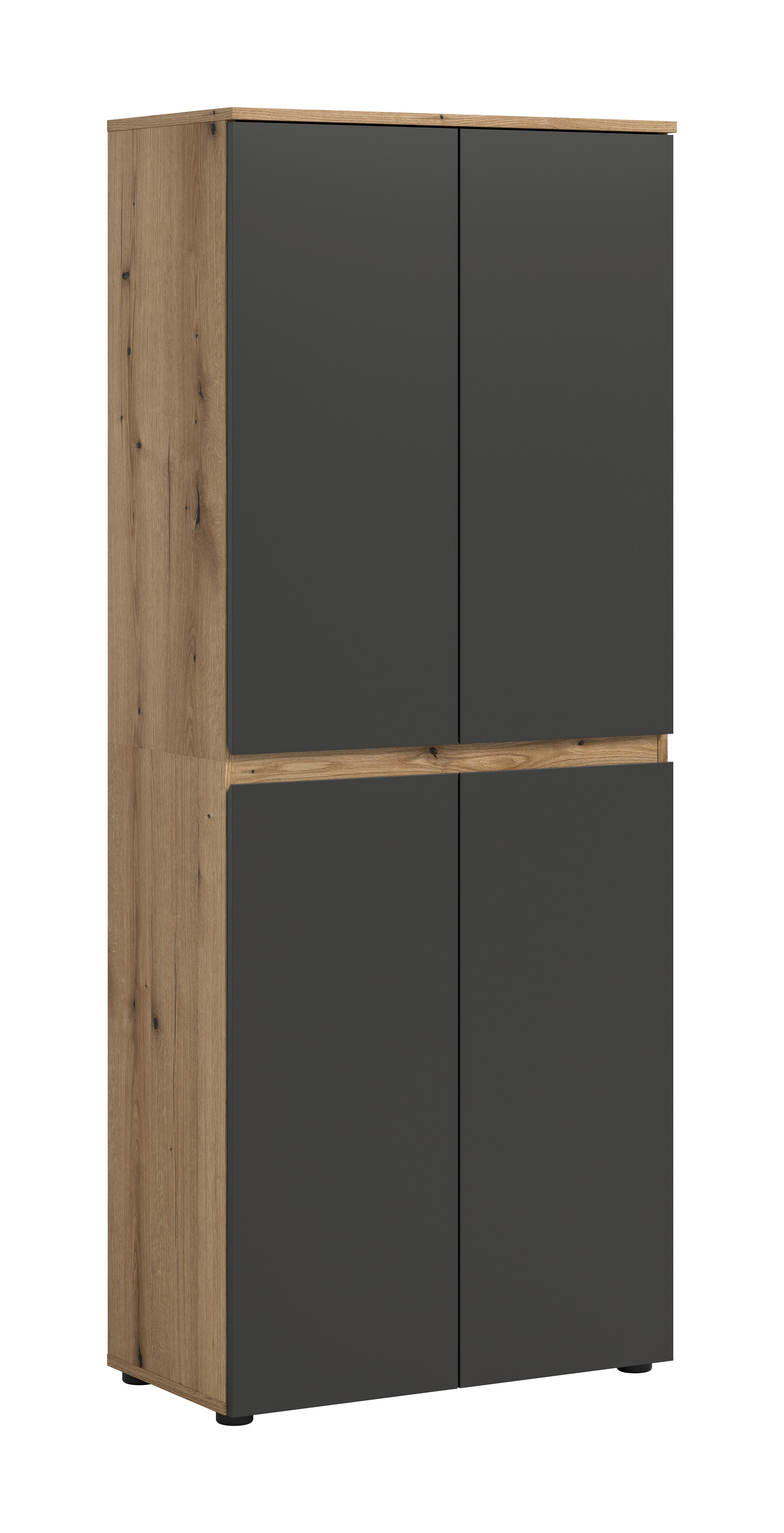 Garderobenschrank Scarpa Anthrazit/eichefarben B: 70 Cm - Eichefarben/Anthrazit, Design, Holzwerkstoff (70/175/37cm) - Livetastic