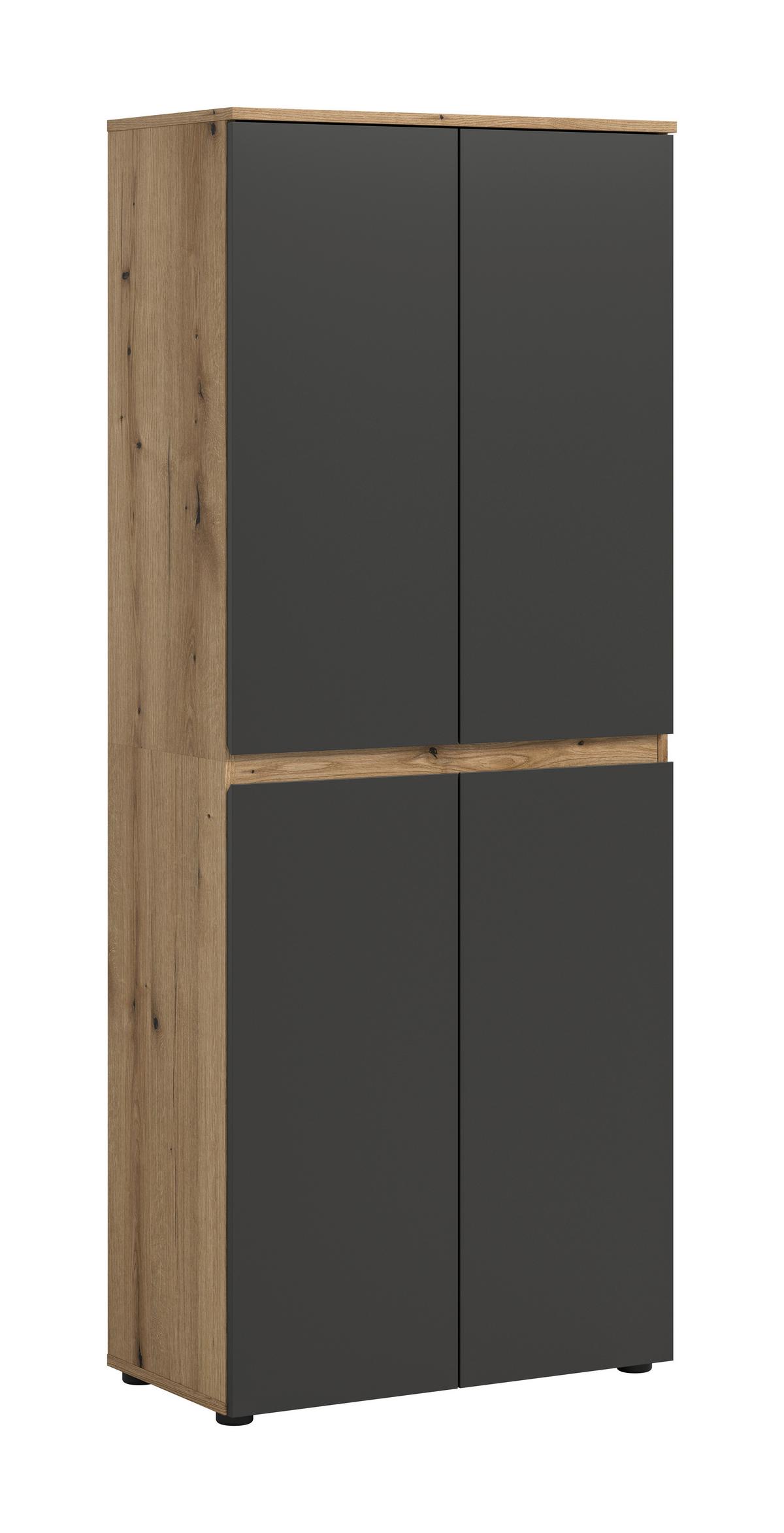Garderobenschrank Scarpa Anthrazit/eichefarben B: 70 Cm - Eichefarben/Anthrazit, Design, Holzwerkstoff (70/175/37cm) - Livetastic