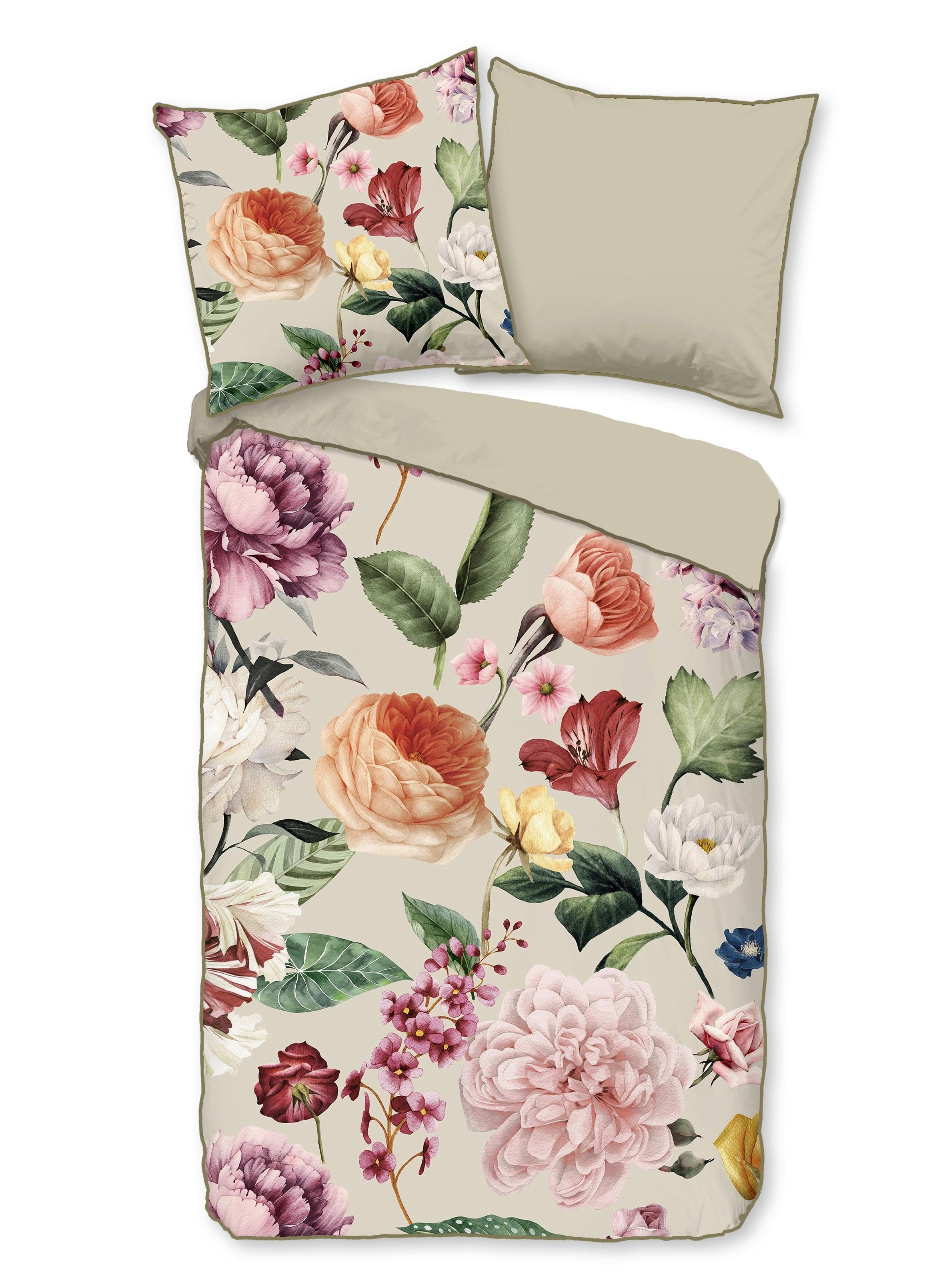 Wendebettwäsche Fiori Gelb Beige Ecru 155x220 cm - Ecru/Gelb, Natur, Textil (155/220cm)