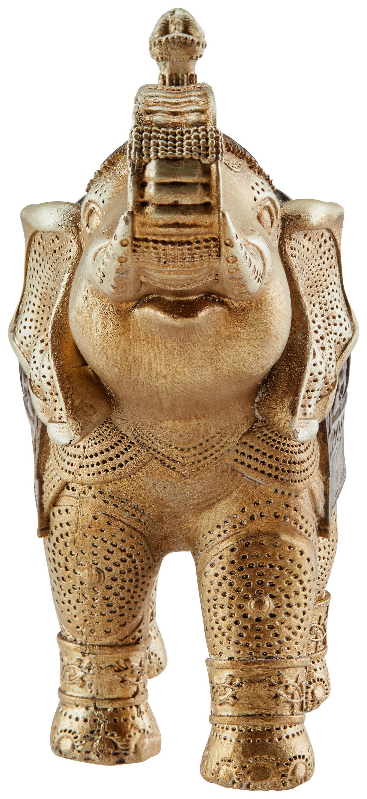 Dekofigur Elefant H: 14,5 cm Kunststoff für In- & Outdoor - Goldfarben/Braun, LIFESTYLE, Kunststoff (16/7/14,5cm) - Luca Bessoni