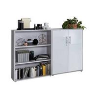 Office Edition B: 168,8 Cm Grau/weiß - Weiß Hochglanz/Grau, MODERN, Holzwerkstoff (168,8/113,6/33cm) - MID.YOU