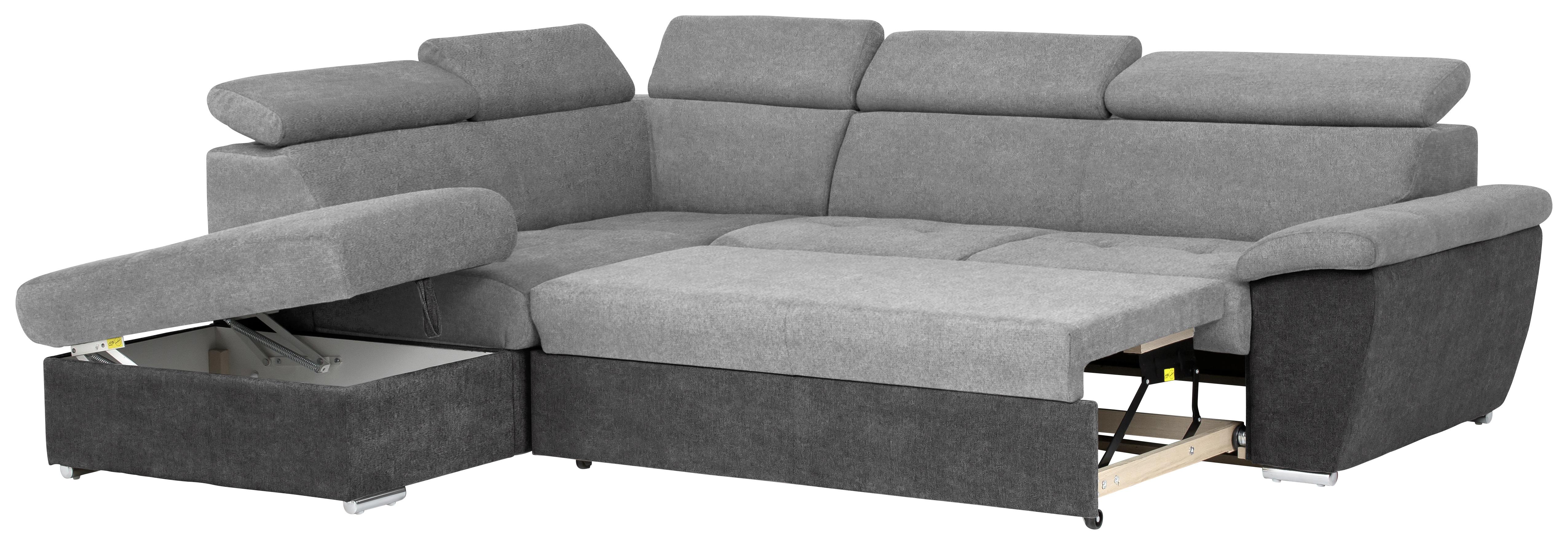 Livetastic Ecksofa mit Schlaffunktion Antero + Bettkasten Grau