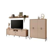 Wohnwand Fredericia Kaschmir/Eichefarben B: 320 cm - Kaschmir/Eichefarben, Design, Holzwerkstoff (320/170/40cm) - MID.YOU