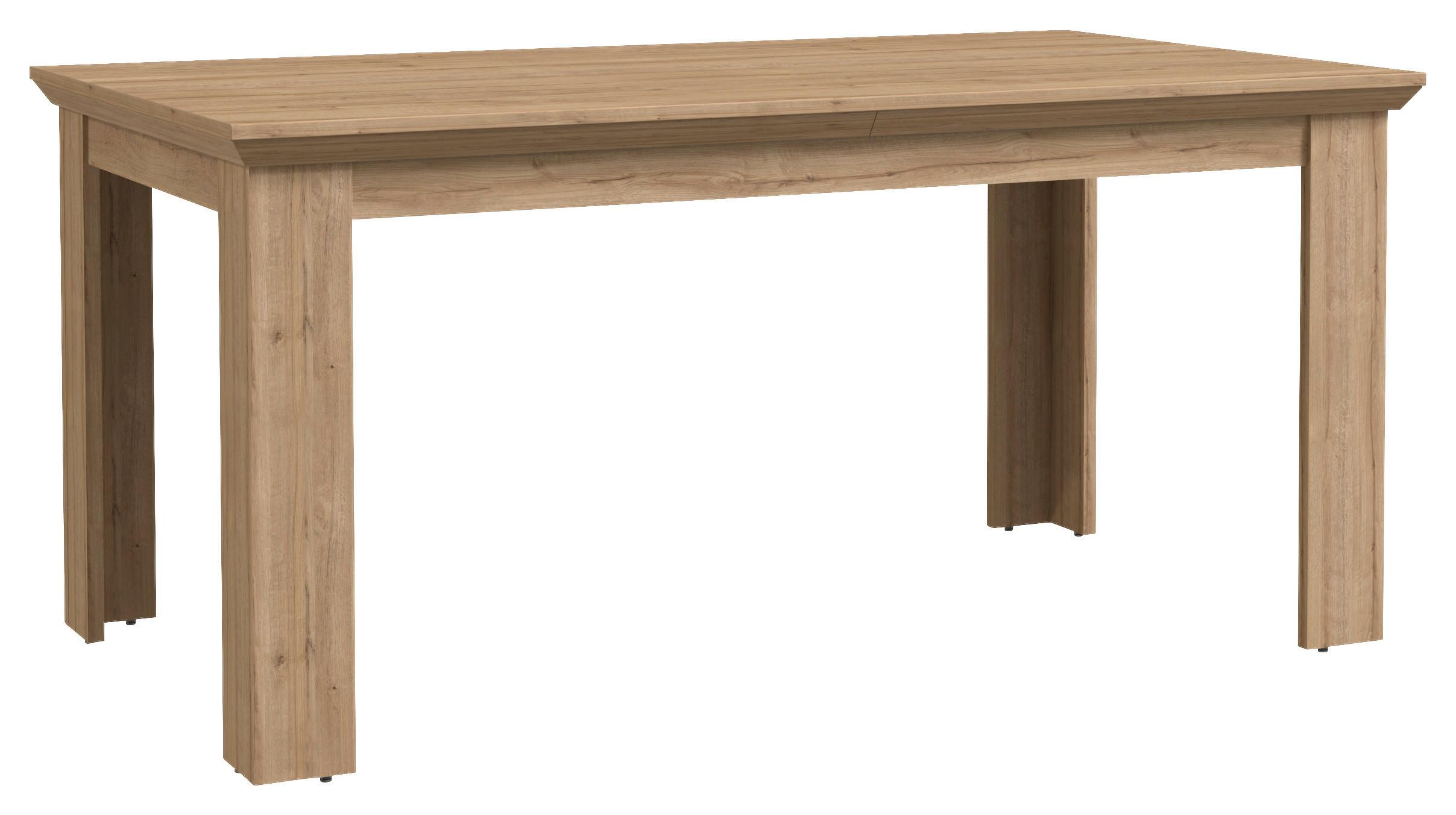 Výsuvný Stůl Cannes - barvy dubu, Romantický / Rustikální, kov/kompozitní dřevo (160-206/75/90cm)