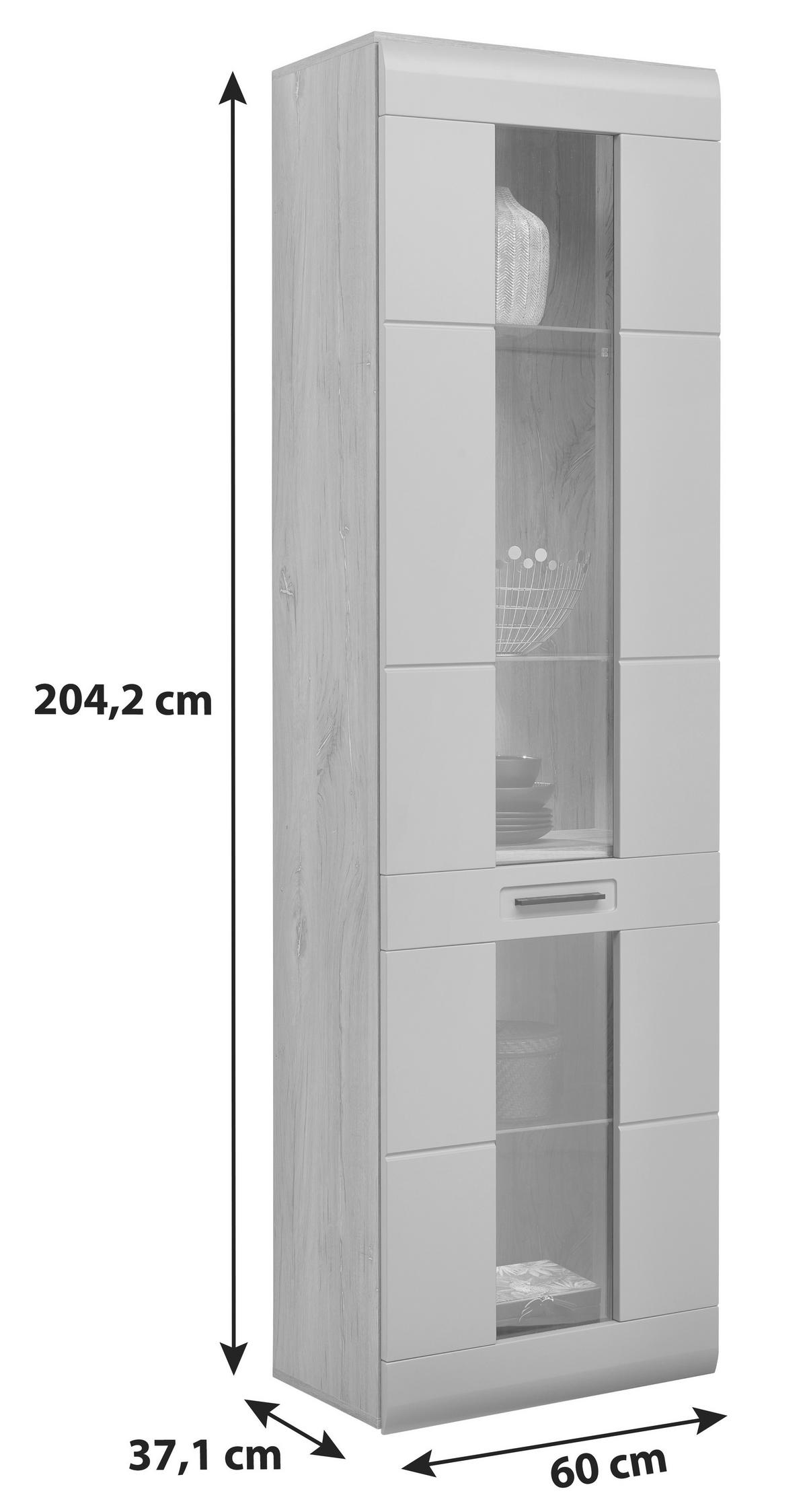 Vitrin Auris - fehér, Modern, faalapú anyag/Üveg (60/204,2/37,1cm) - Luca Bessoni