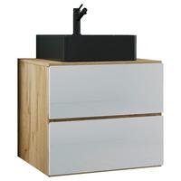 Waschtischkombi Lendas Bl S - Honigeiche/Schwarz, MODERN, Keramik/Holzwerkstoff (61cm) - MID.YOU