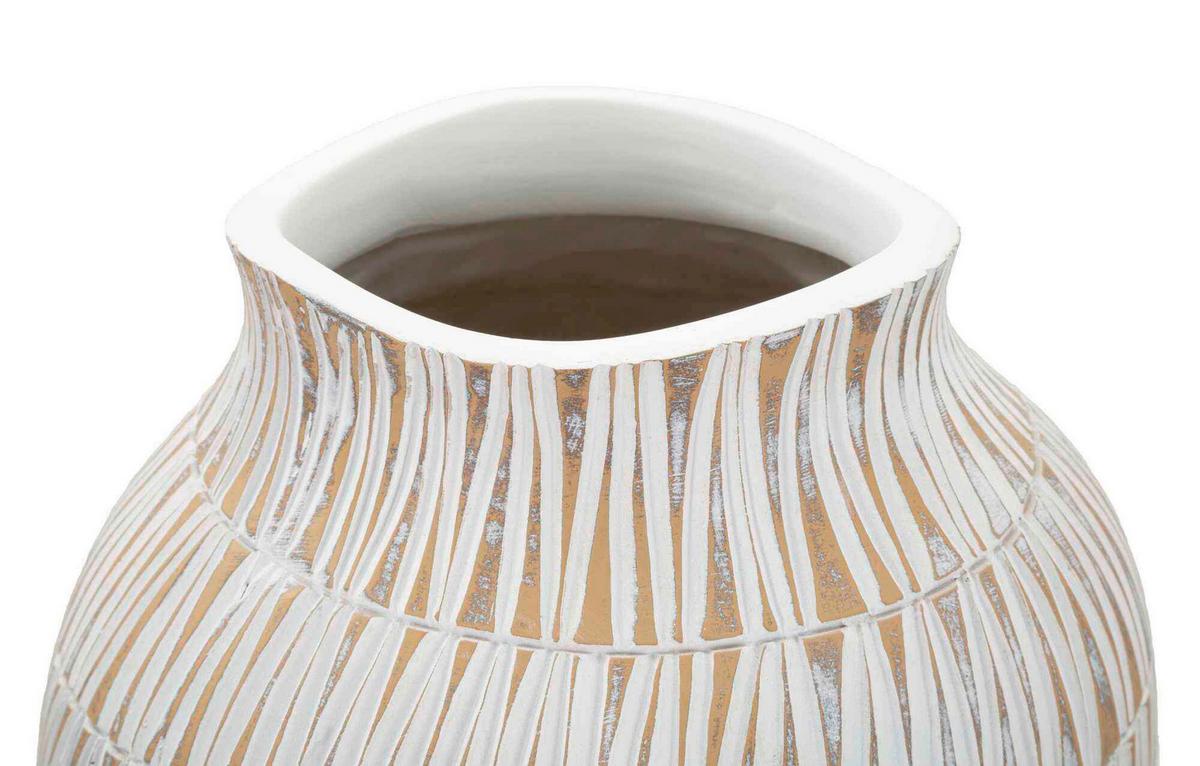 Vase Stiky Weiß, Goldfarben B: 23 Cm - Goldfarben/Weiß, Basics, Kunststoff (23/50/23 cm)