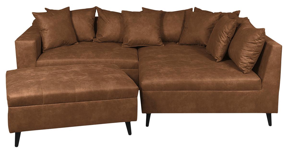 Ecksofa Pruno, Braun S: 247x174 Cm - Schwarz/Braun, Design, Textil (247/174cm) - MID.YOU