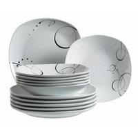 Tafelservice Cahnson Porzellan 6 Personen Geschirr Set - Schwarz/Weiß, Basics, Keramik - Mäser