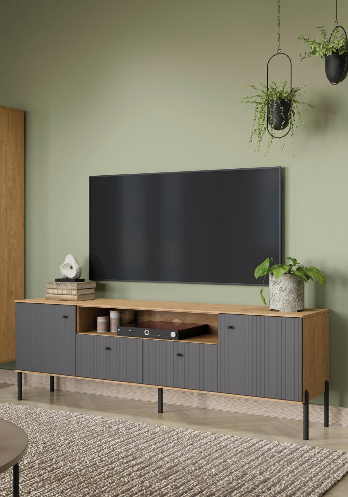 TV-Element Nurisa Anthrazit B: 180 cm - Anthrazit/Schwarz, Trend, Holzwerkstoff (180/60,2/40cm) - MID.YOU