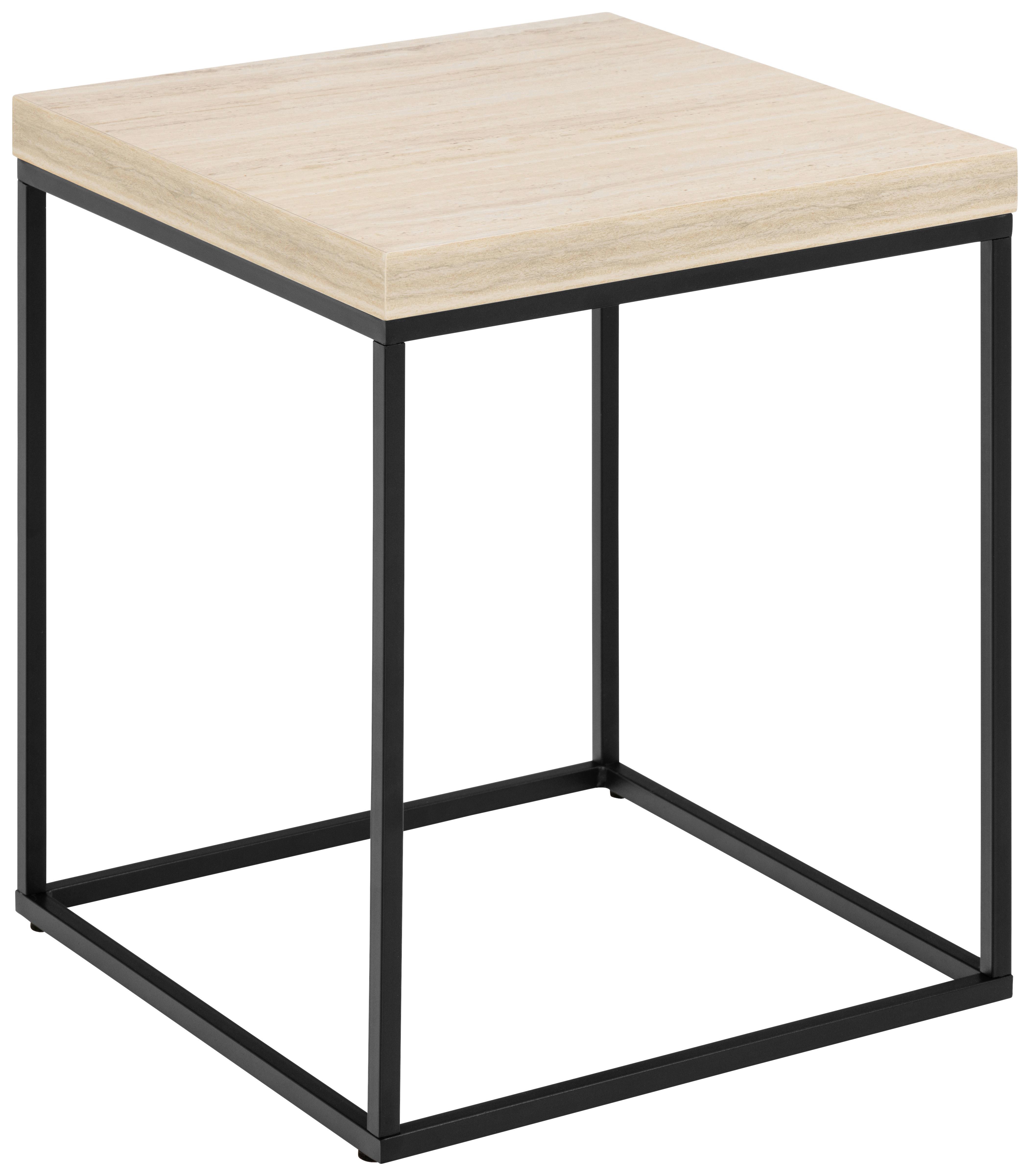 Kisasztal Barossa 40/40cm - bézs/fekete, Design, faalapú anyag/fém (40/40/45cm) - Livetastic