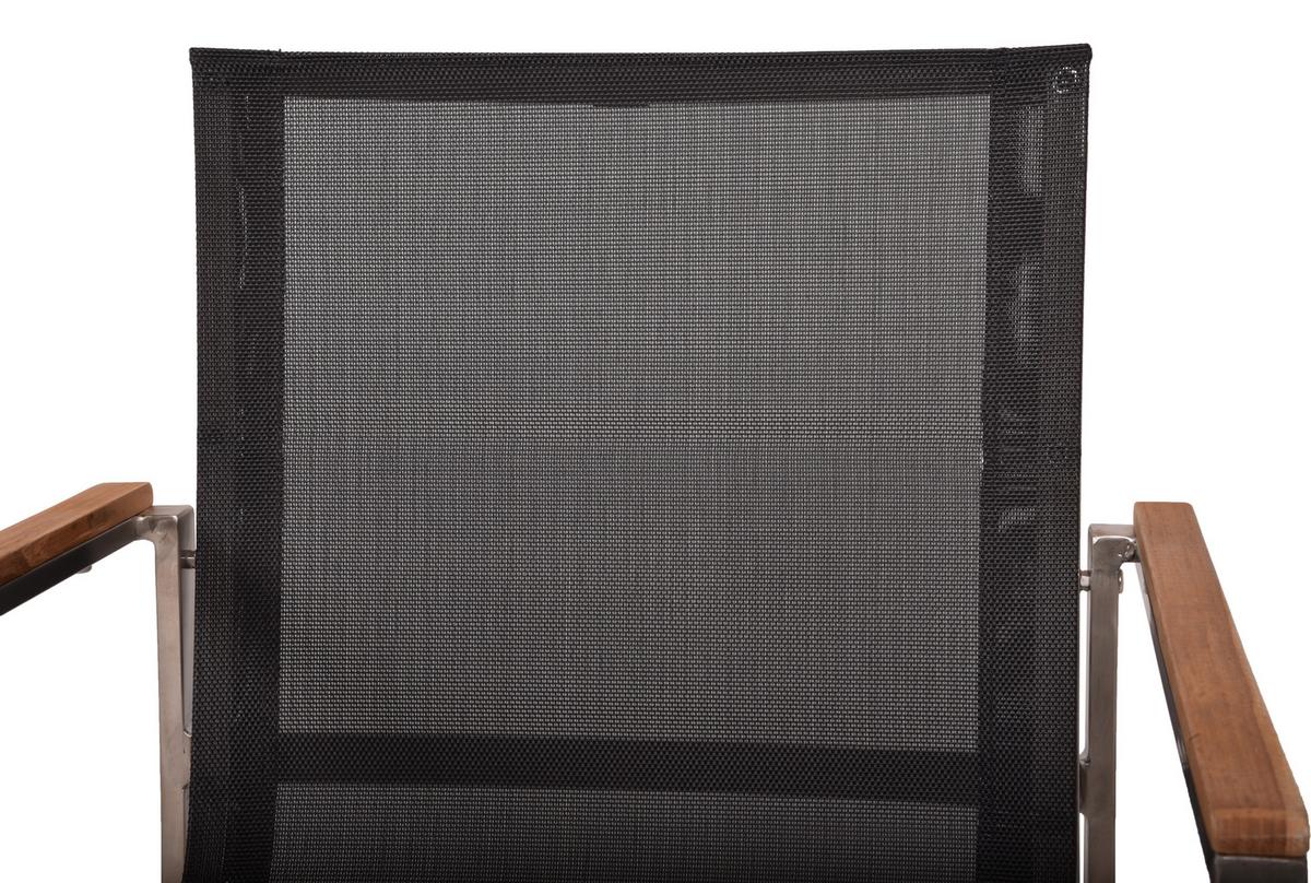 Gartenstuhl Stapelbar Denver 2er-Set Teakholz/edelstahl - Silberfarben/Schwarz, Basics, Holz/Kunststoff (58/86/55cm) - Gardenson