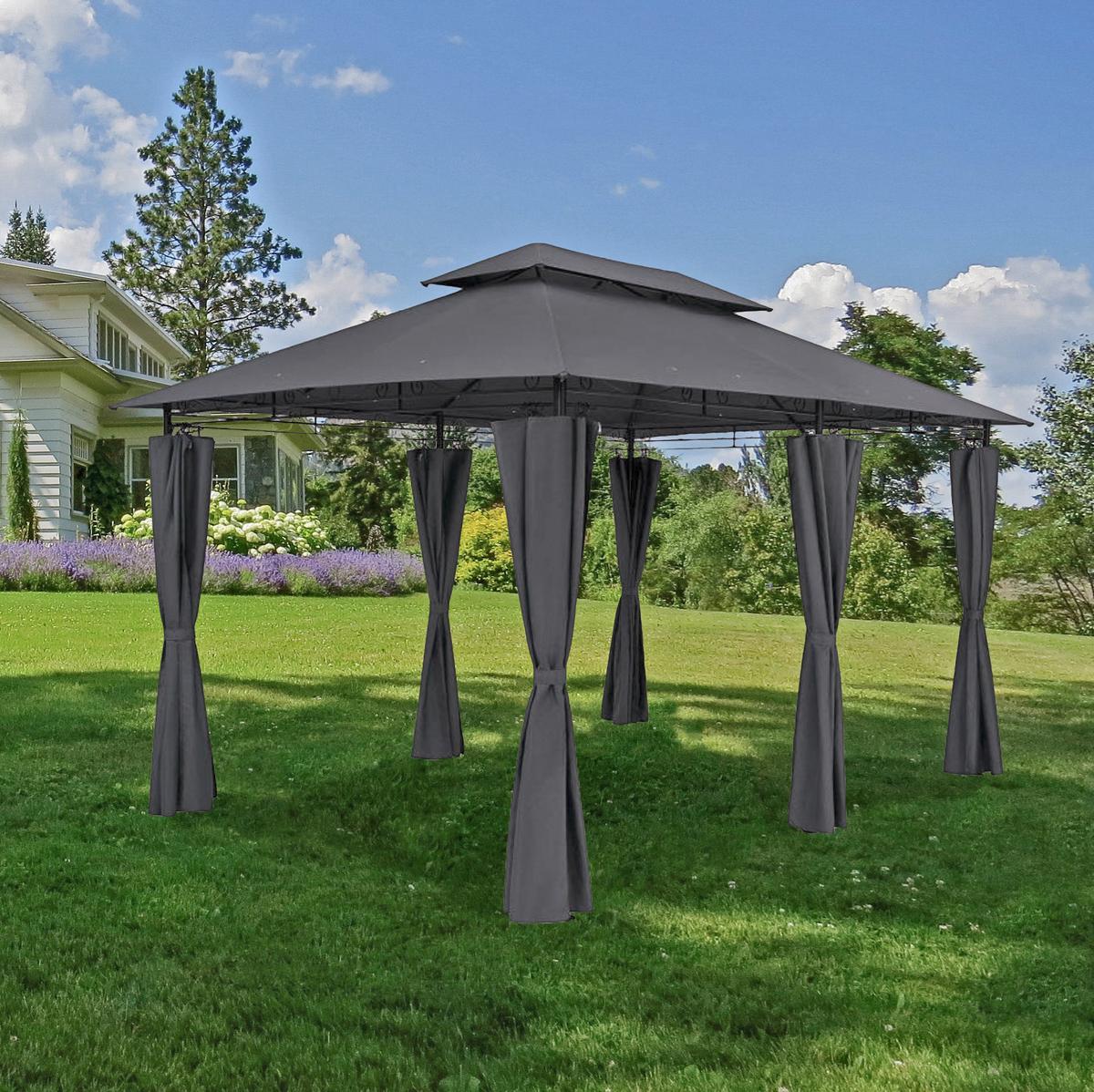 Pavillon Moldau - Anthrazit/Schwarz, Basics, Kunststoff/Metall (400/275/300cm) - Gardenson