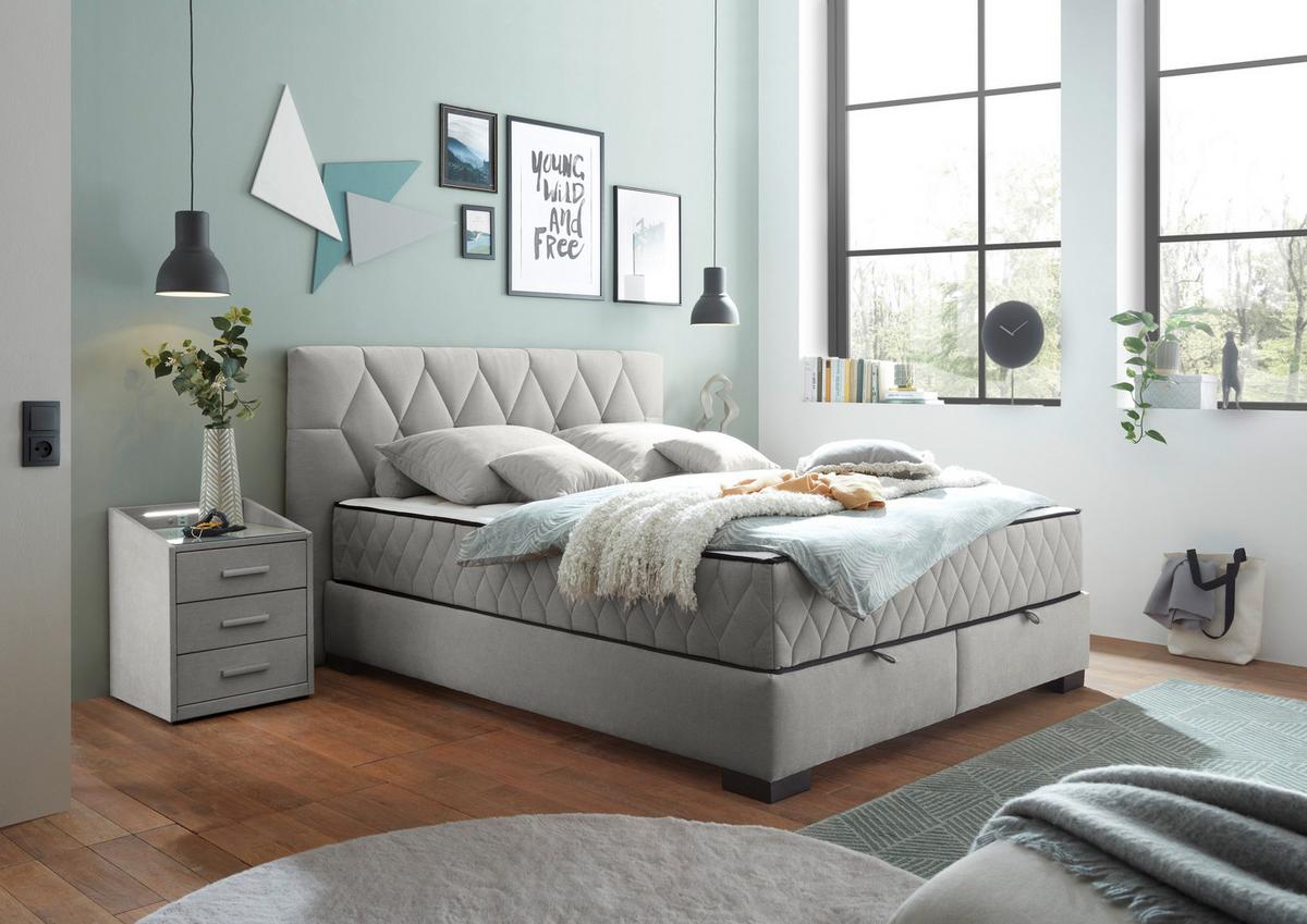 Boxbett Nagol B - Hellgrau/Schwarz, MODERN, Holzwerkstoff/Textil (160/200cm) - MID.YOU