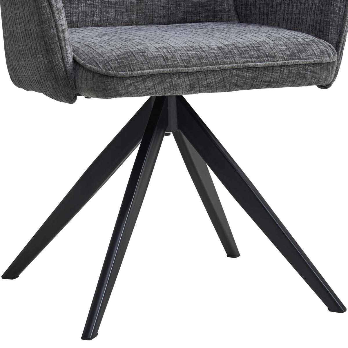 Armlehnstuhl Xilo Grau/schwarz Gepolstert - Schwarz/Grau, LIFESTYLE, Holz/Textil (60/89/63cm) - MID.YOU