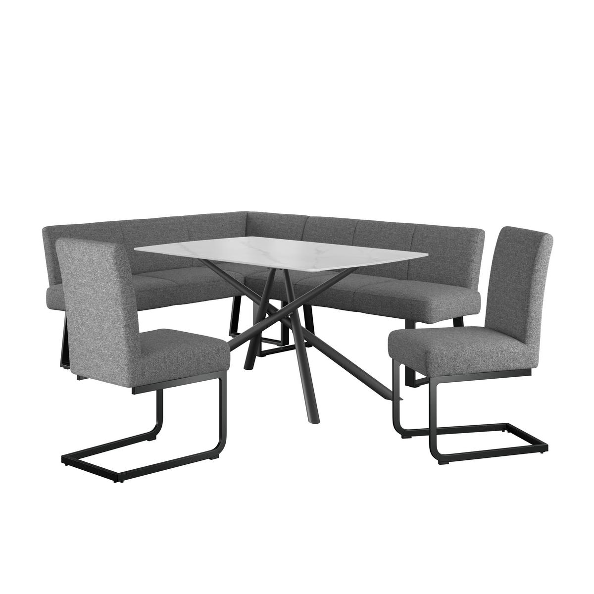 Eckbank Anthrazit/Metallbeine Terri 150x190 cm - Anthrazit/Schwarz, MODERN, Textil/Metall (150/190cm) - MID.YOU