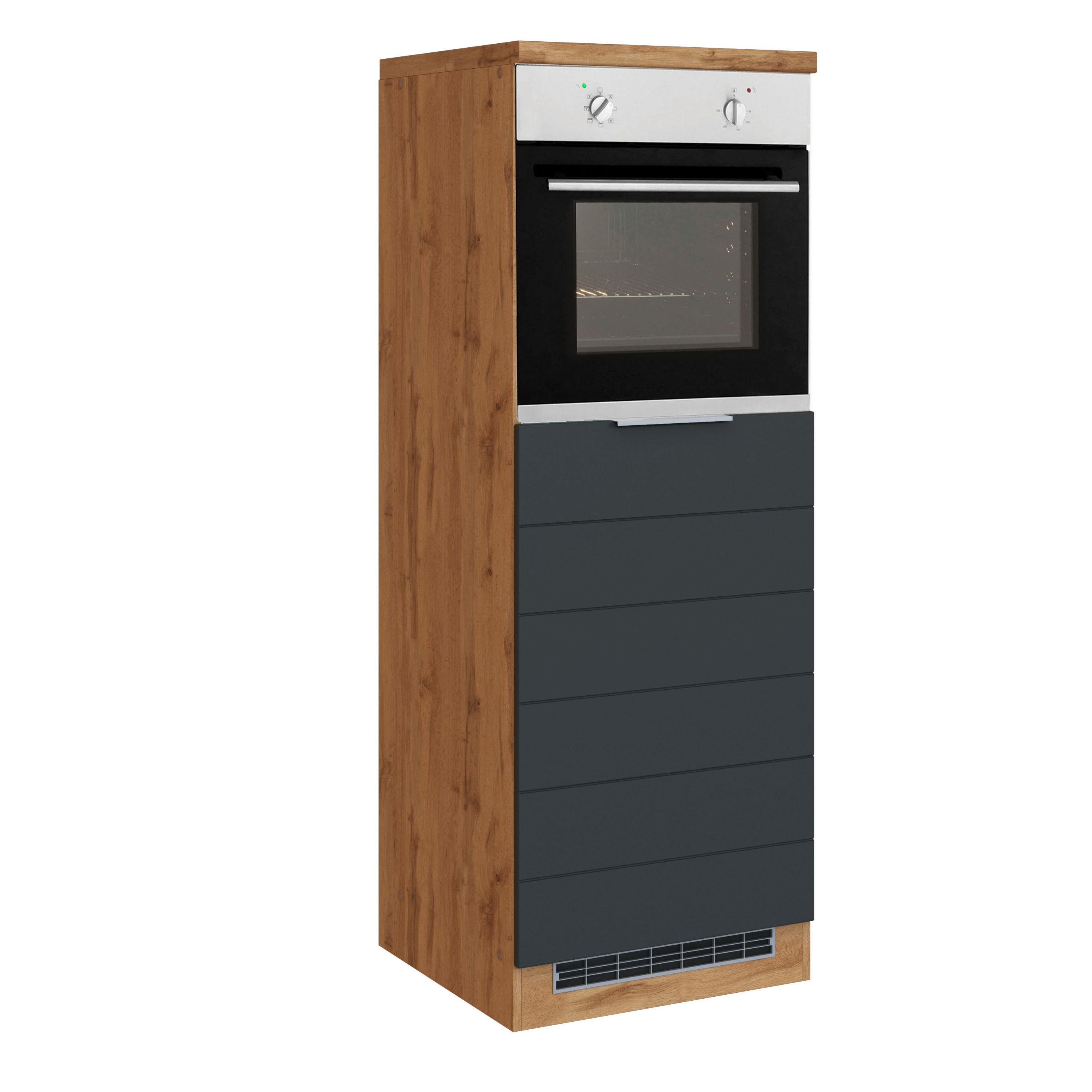 Backofen-/Kühlschrank- Umbauschrank Florenz B: 60 cm - Eiche Wotan/Grau, Design, Holzwerkstoff (60/166/60cm) - Held