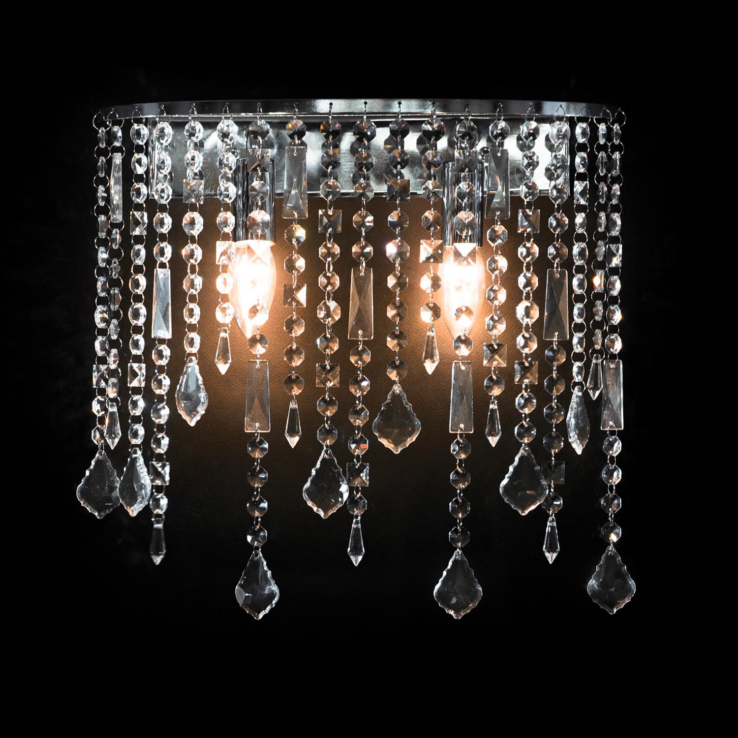 Wandleuchte Chromfarben D: 38 Cm 6w - Chromfarben, KONVENTIONELL, Glas/Metall (38/20cm)