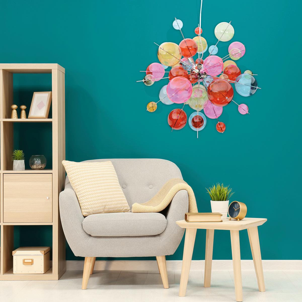 Hängeleuchte Explosion H: 150 cm 10-Flammig - Klar/Chromfarben, Design, Glas/Metall (65/150cm) - Näve