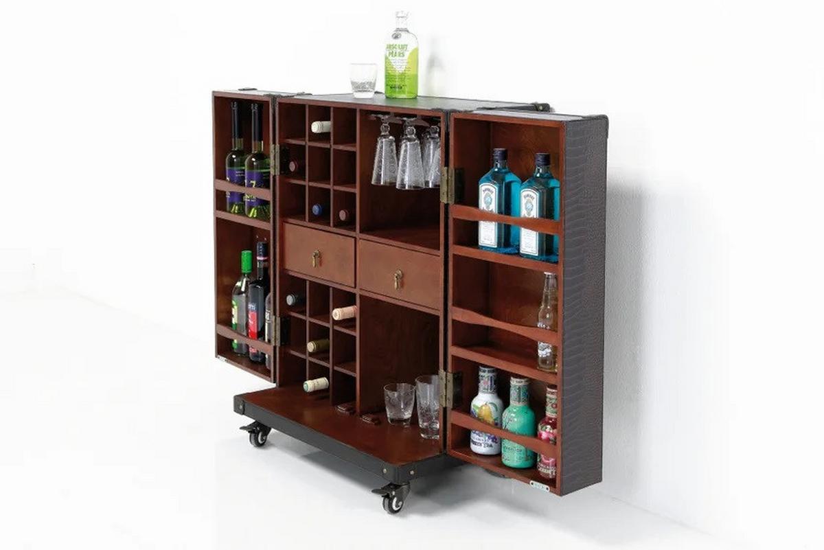 Barschrank Globetrotter - Schwarz/Braun, Trend, Holzwerkstoff/Kunststoff (66/83/44,5cm) - Kare-Design