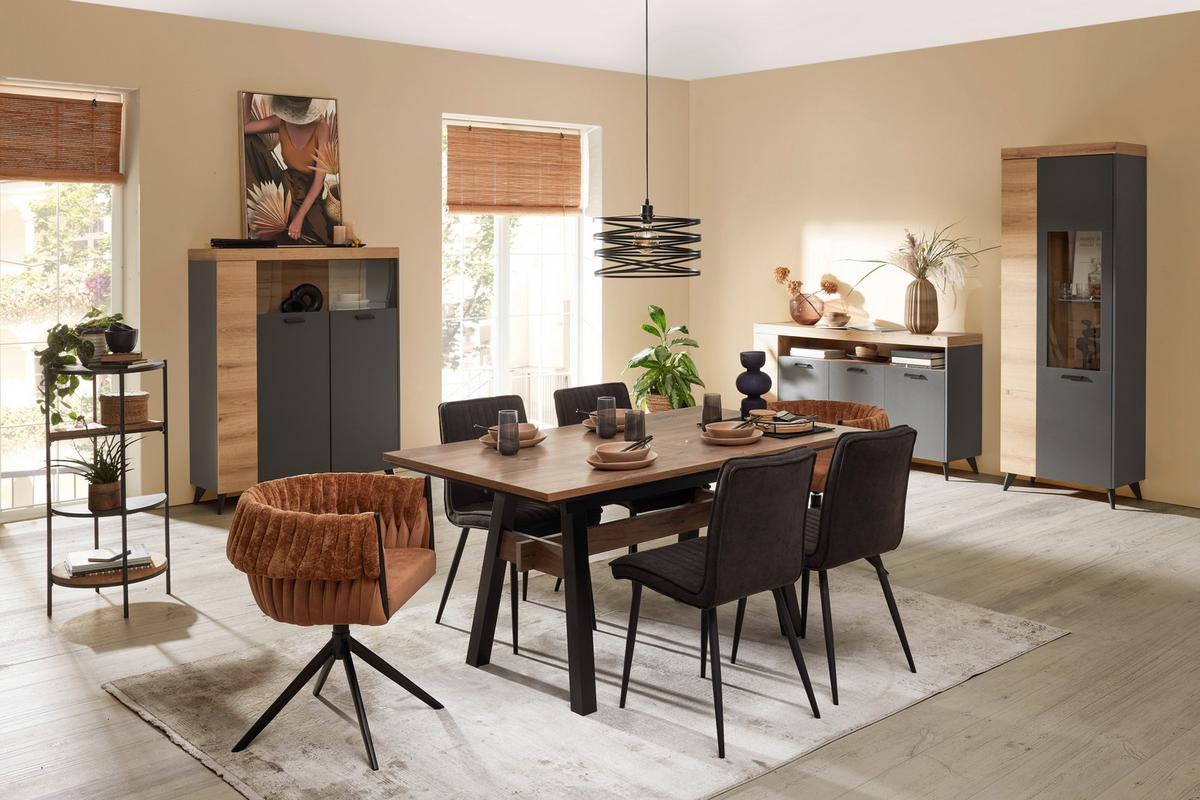 Židle Lena, šedá barva - šedá/černá, Moderní, kov/dřevo (43/86/57cm) - Mömax