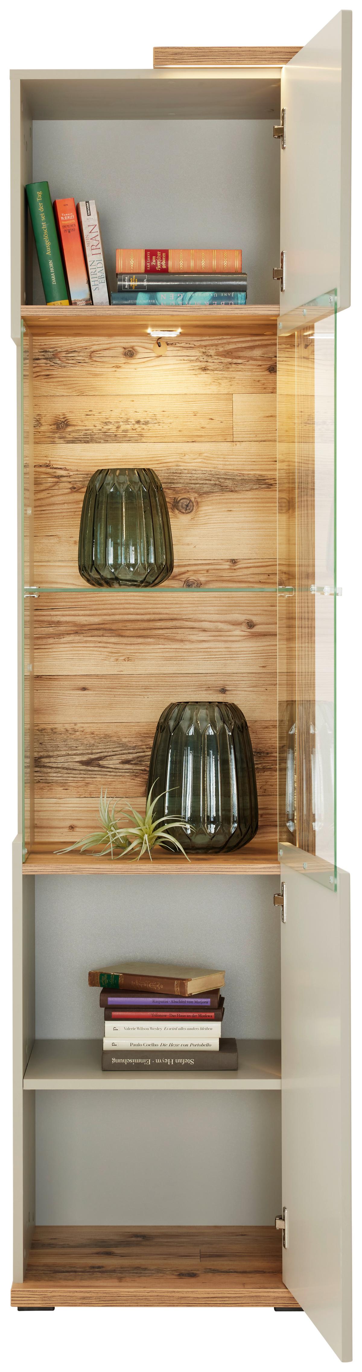 Vitrine Ambiente B: 48,6 Cm Mit Led Alpine Lodge Dekor - MODERN, Glas/Holzwerkstoff (48,6/199,1/43,6cm)