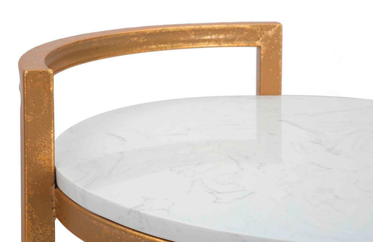 Couchtisch Marble Goldfarben, Weiß B: 40 Cm - Goldfarben/Weiß, Basics, Stein/Metall (40/50/43cm)
