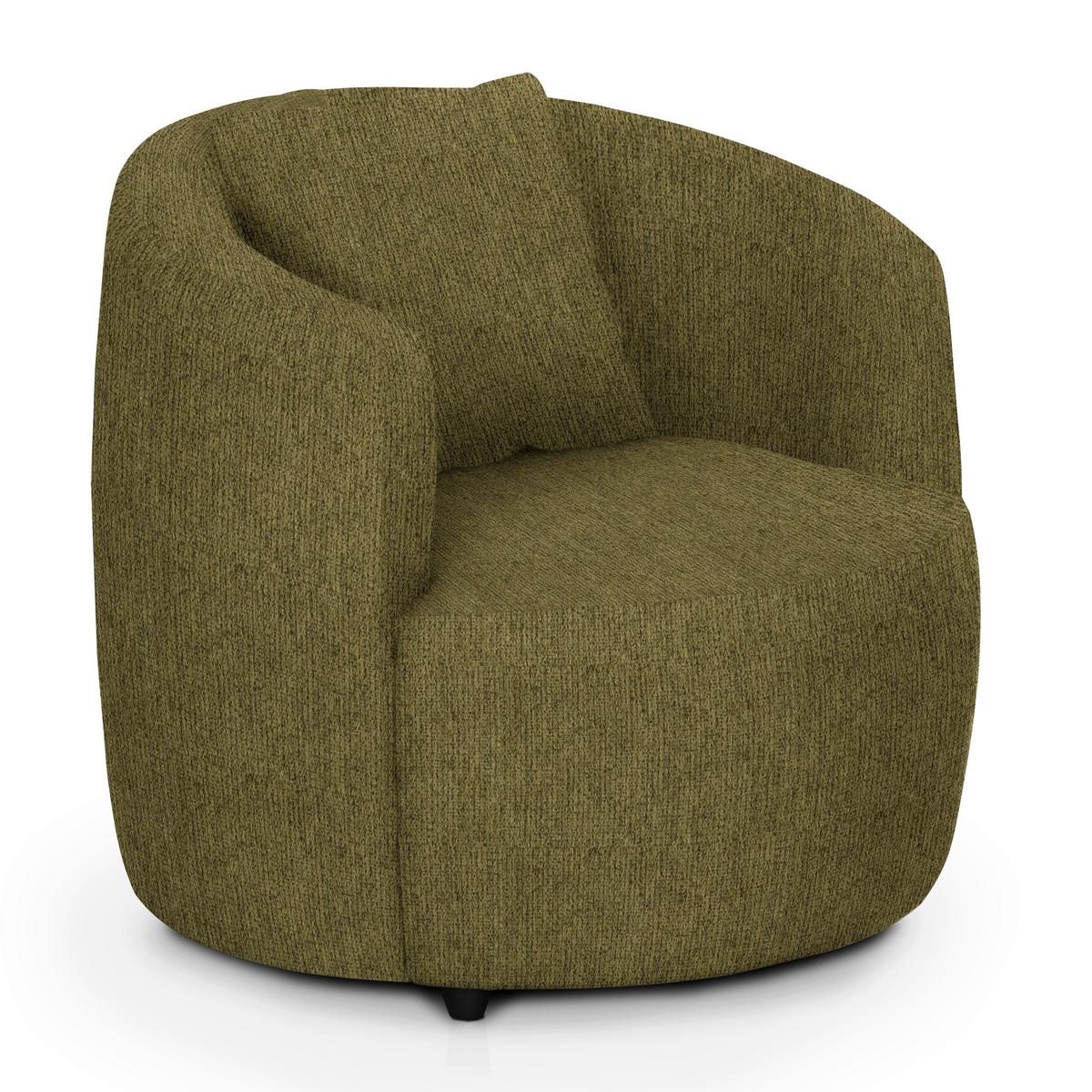 Polstersessel Pina Olivgrün Chenille - Schwarz/Olivgrün, Design, Textil (81/74/81cm) - Livetastic