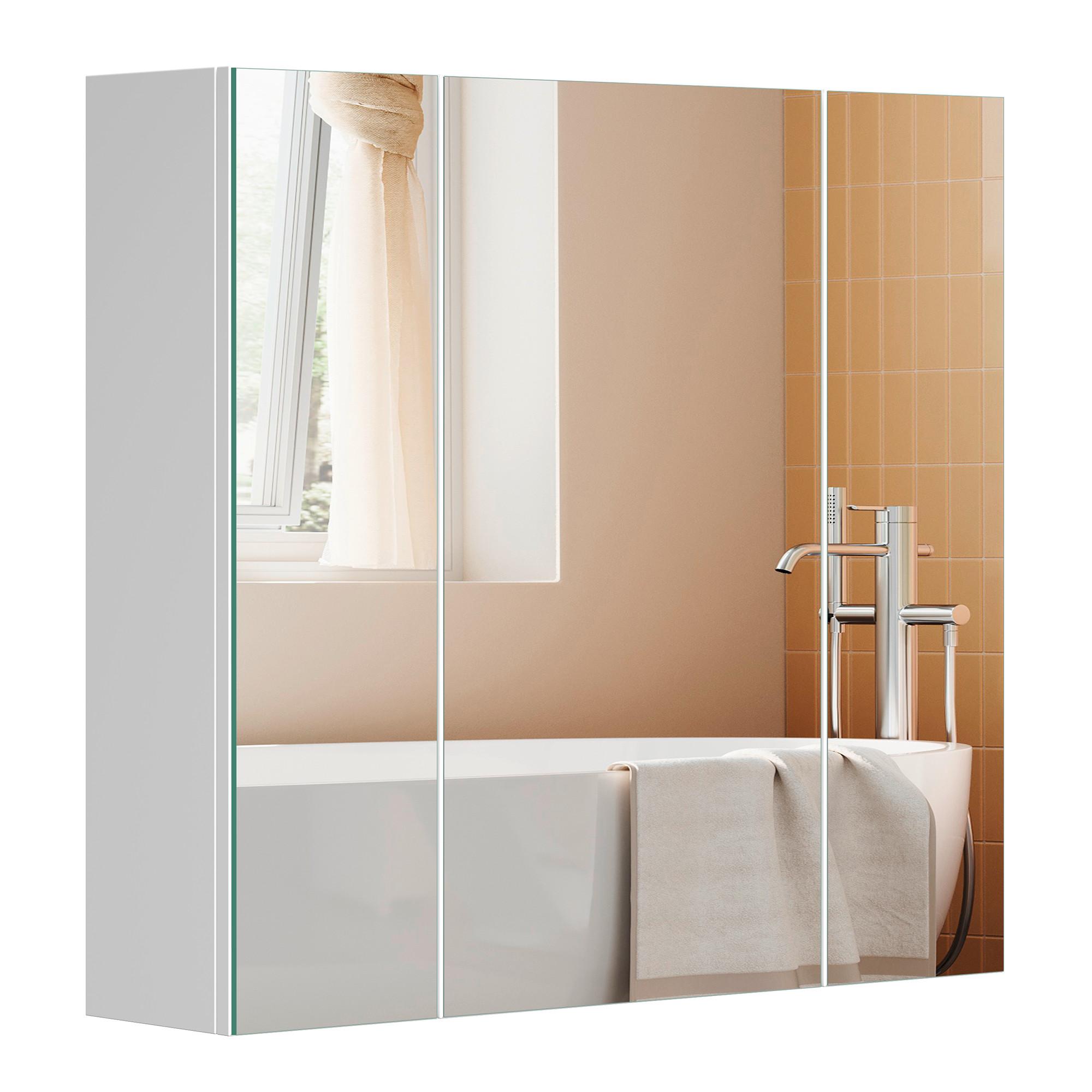 Spiegelschrank Bbk22wtv1 - Weiß, Trend, Glas/Holzwerkstoff (60/55/15cm) - MID.YOU
