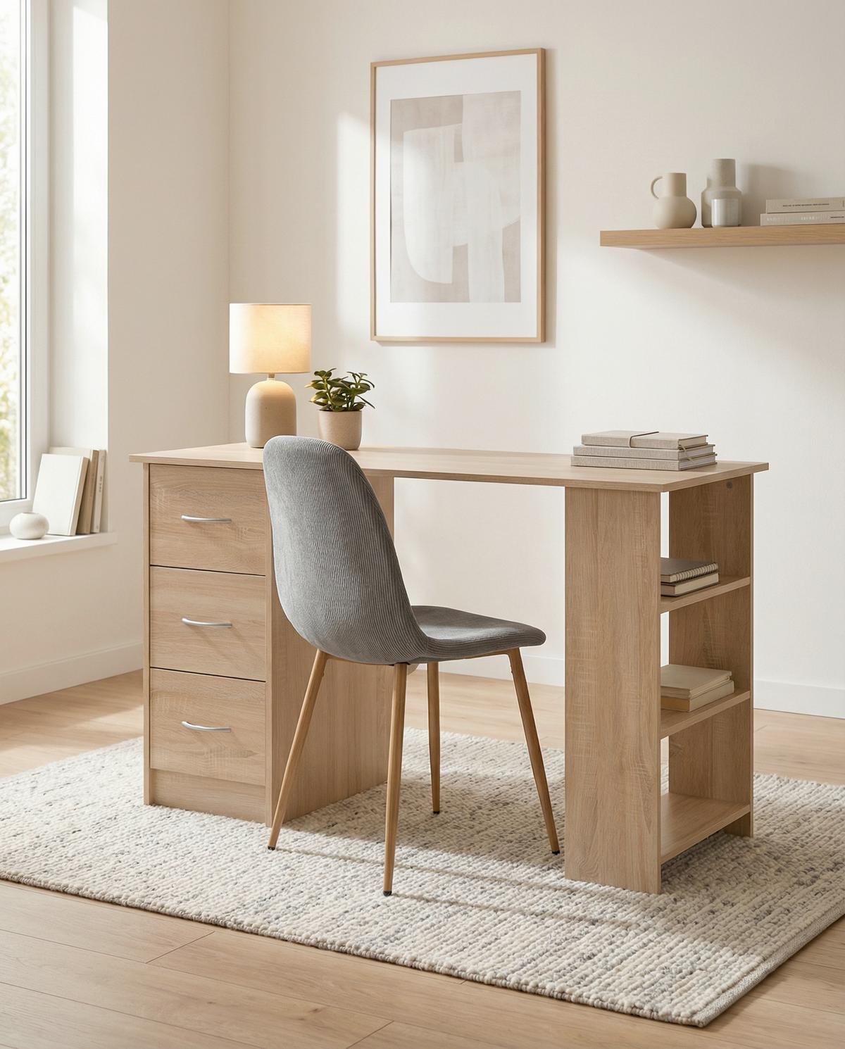 Schreibtisch Lasse Sonoma Eiche D. L: 115cm - Sonoma Eiche, Basics, Holzwerkstoff (115/49/75cm) - MID.YOU