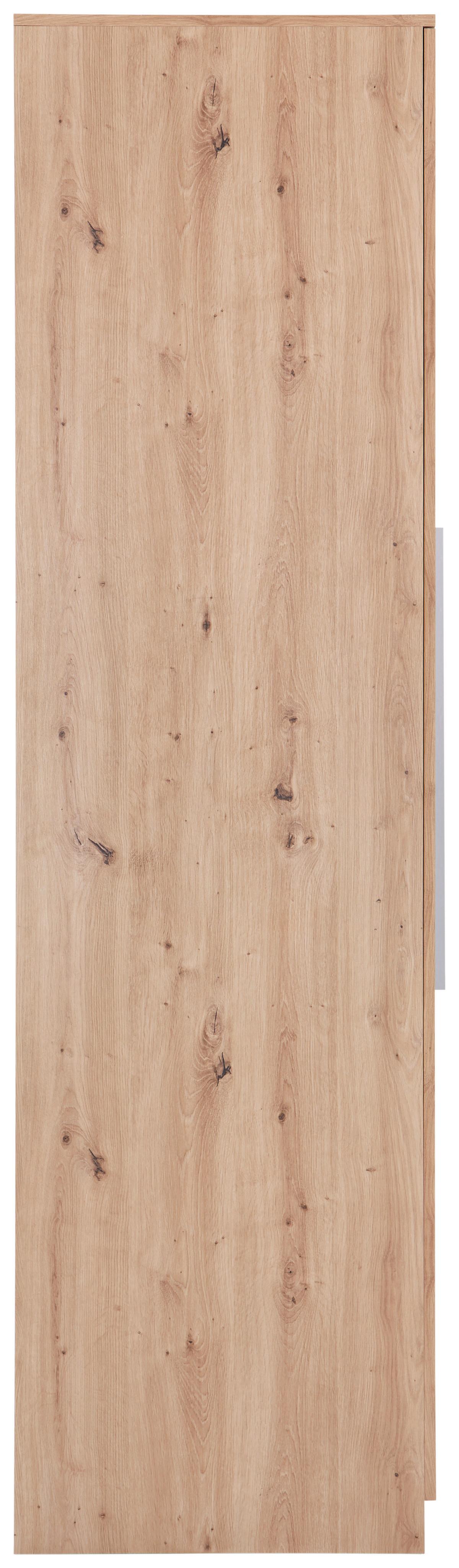Kleiderschrank mit Spiegel + Laden 134 cm Eiche Dekor - Eiche Artisan/Grau, MODERN, Holzwerkstoff (134,1/216,3/59,9cm)