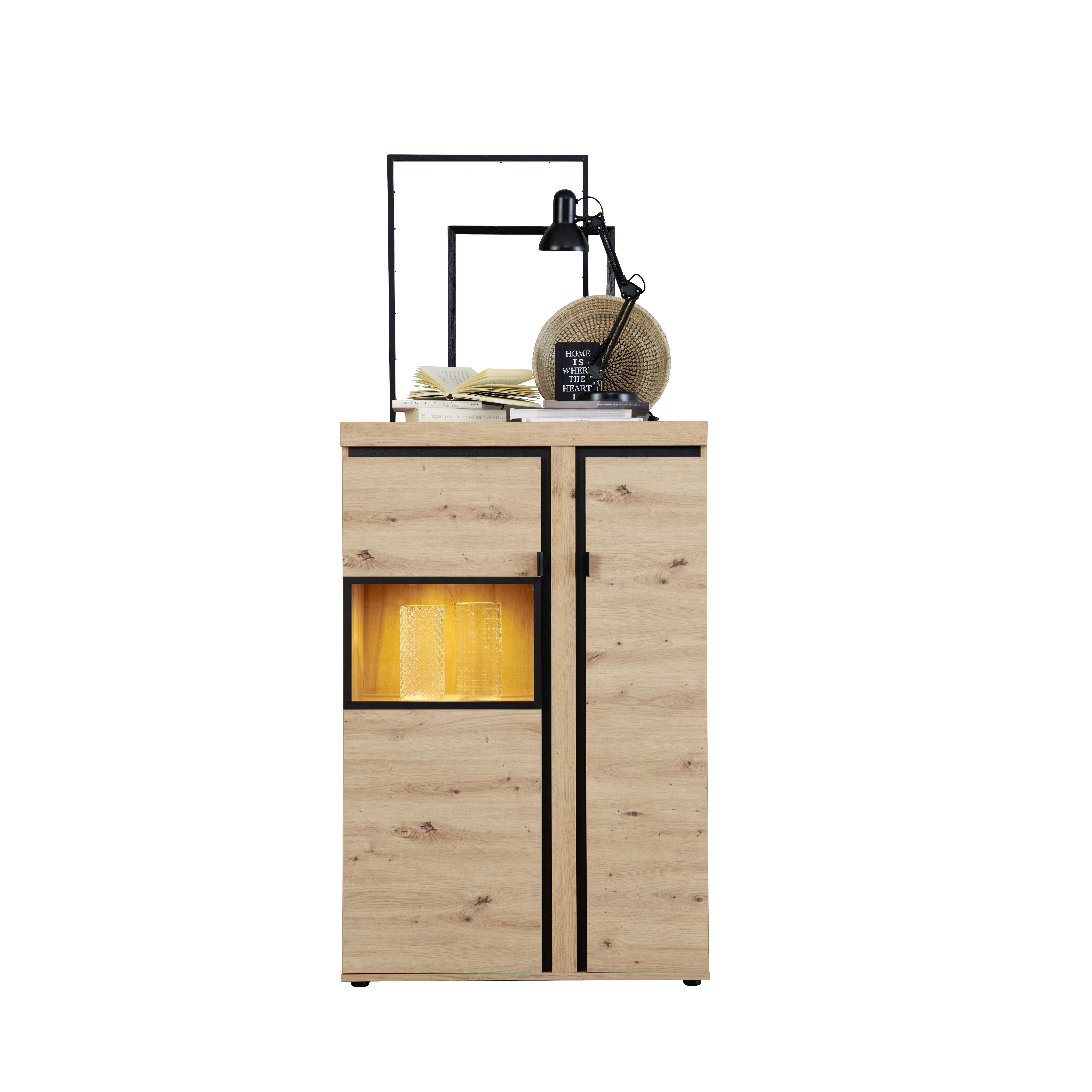 Vitrine NYON in Artisan-Eiche-Dekor
