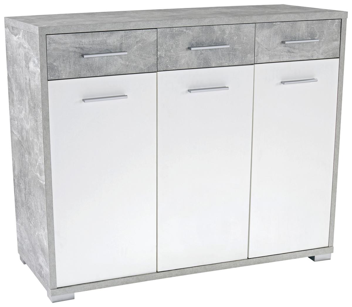 Kommode B 144 Cm Q-big New, Beton Optik/weiß - Weiß/Grau, MODERN, Holz (144/105/44cm)