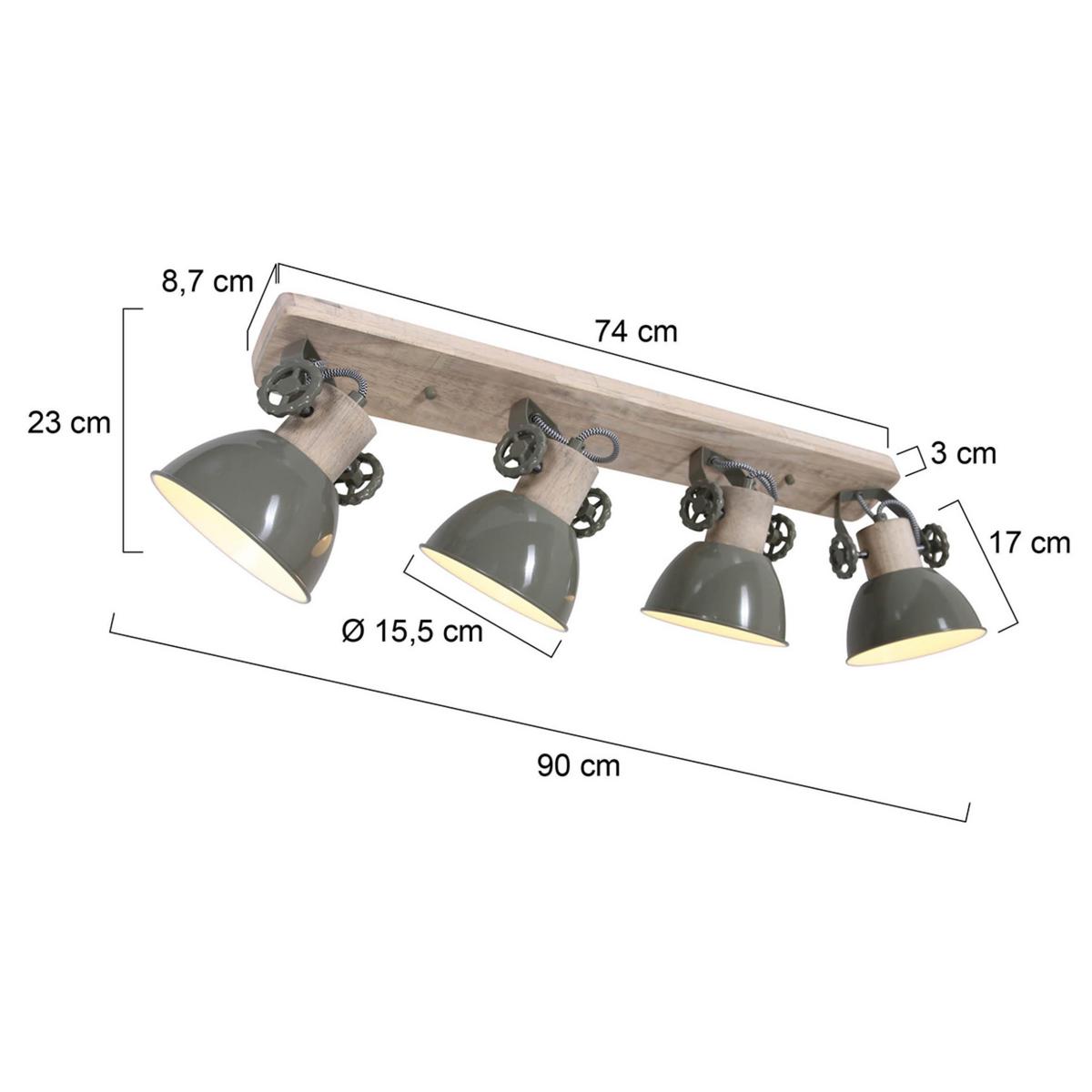Deckenspots Gearwood - Grün, Trend, Holz/Metall (15/23/90cm)