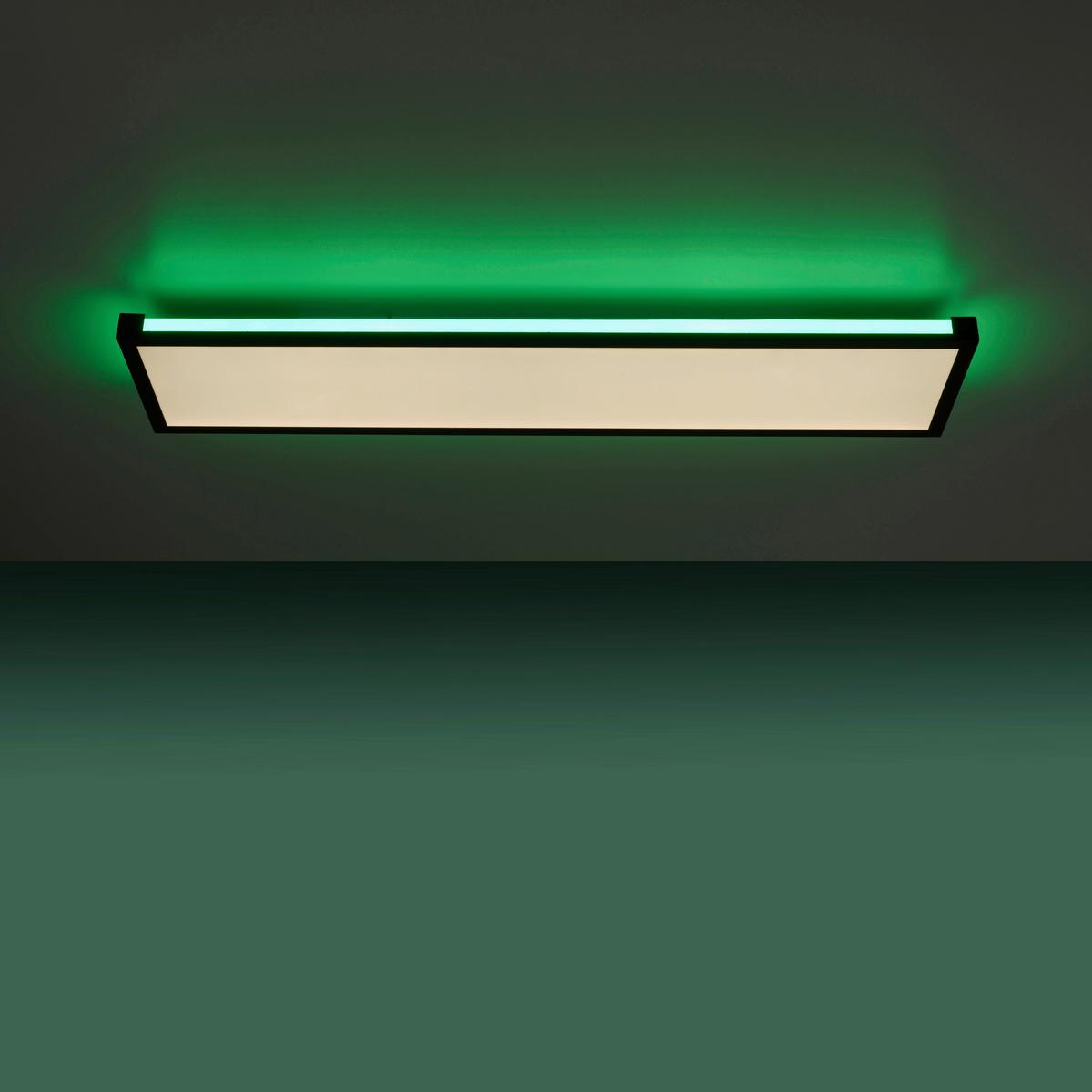 Deckenleuchte Mario L: 100 Cm Rechteckig 2-Flammig Dimmbar - Schwarz, Design, Kunststoff/Metall (100/25/7,1cm)