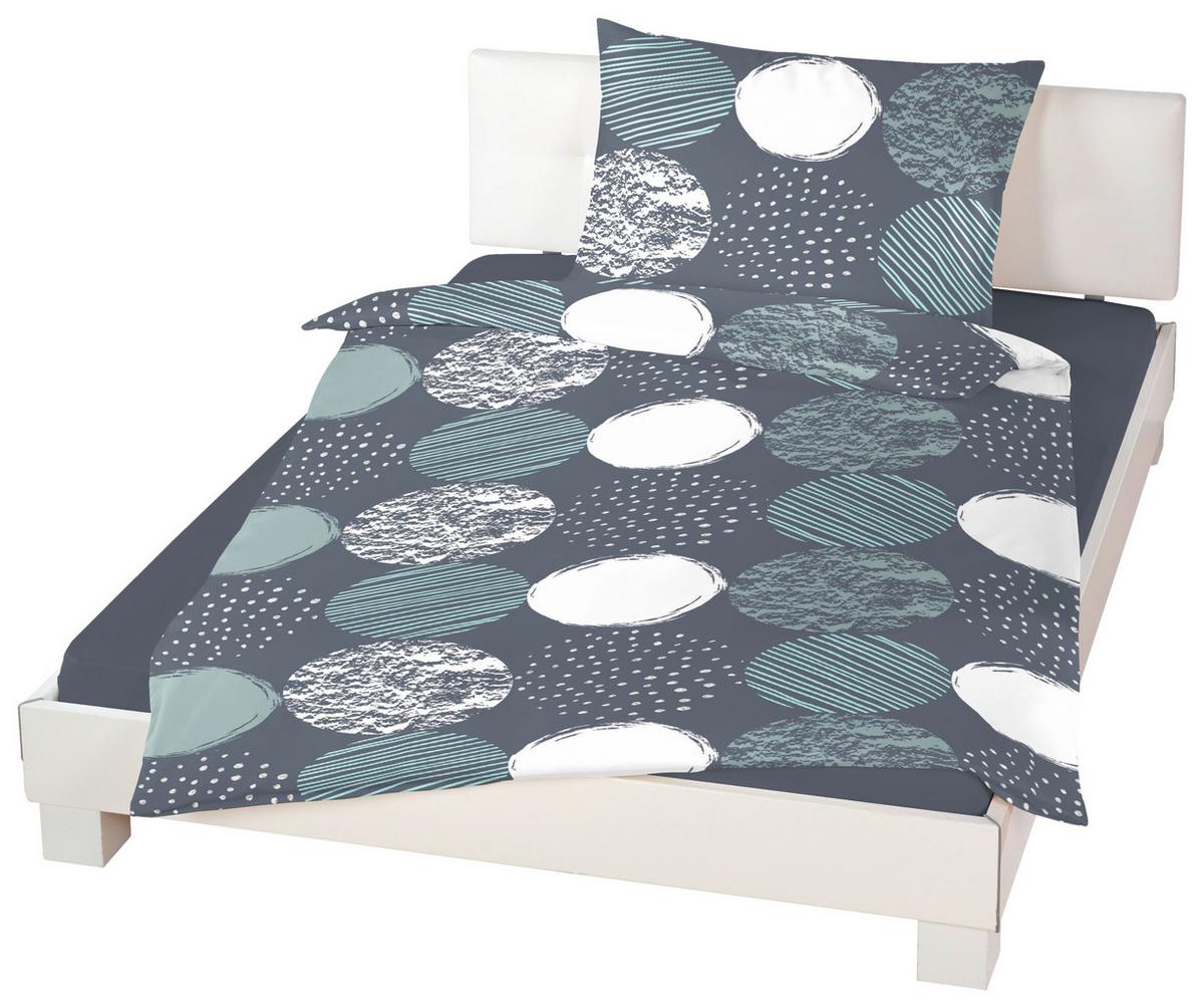 Bettwäsche 140x200 cm Natalia Bunt in verschiedenen Designs - Blau/Beige, KONVENTIONELL, Textil - Ondega