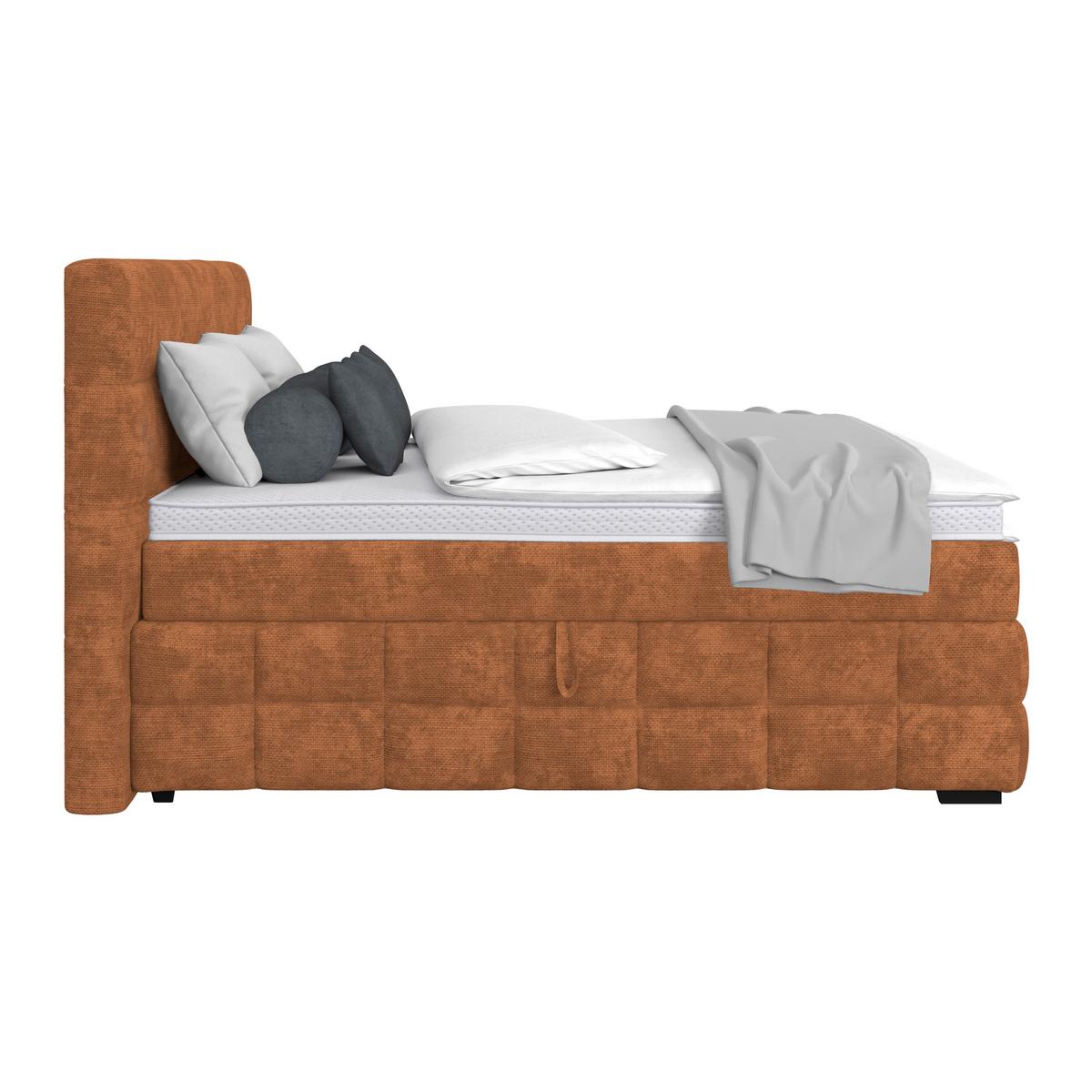 Čalúnená posteľ VEGA 180x200 cm, hrdzavá - čierna/hrdzavá, Trend, drevo/textil (180/200cm)