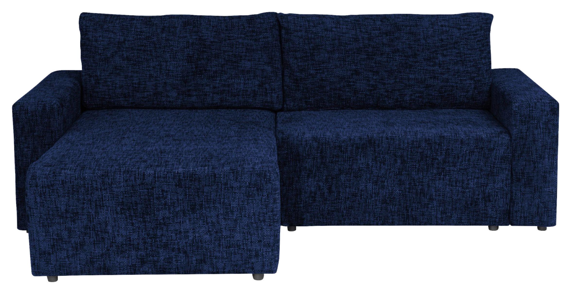 Ecksofa Dallas Velours dunkelblau 258x173 cm - Schwarz/Dunkelblau, MODERN, Holz/Kunststoff (258/173cm)