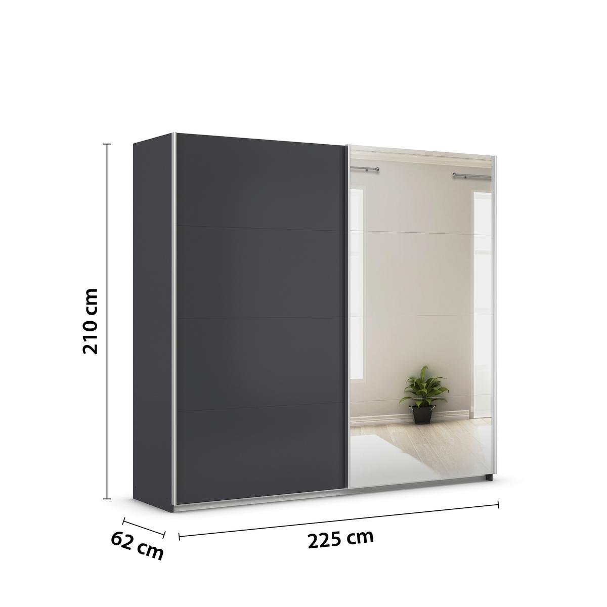 Tolóajtós Szekrény Feldkirch 225/210 Cm - ezüst/antracit, Modern, faalapú anyag (225/210/62cm)