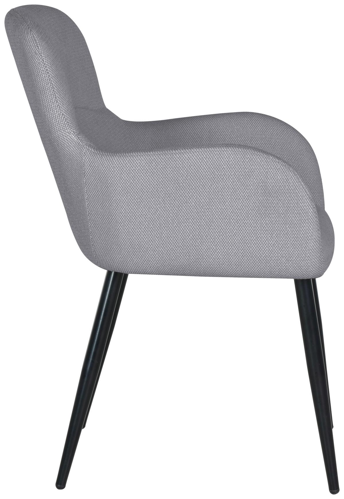Armlehnstuhl Serena Leinenoptik Grau, B: 56 cm - Schwarz/Grau, KONVENTIONELL, Holz/Textil (56/88/61cm)