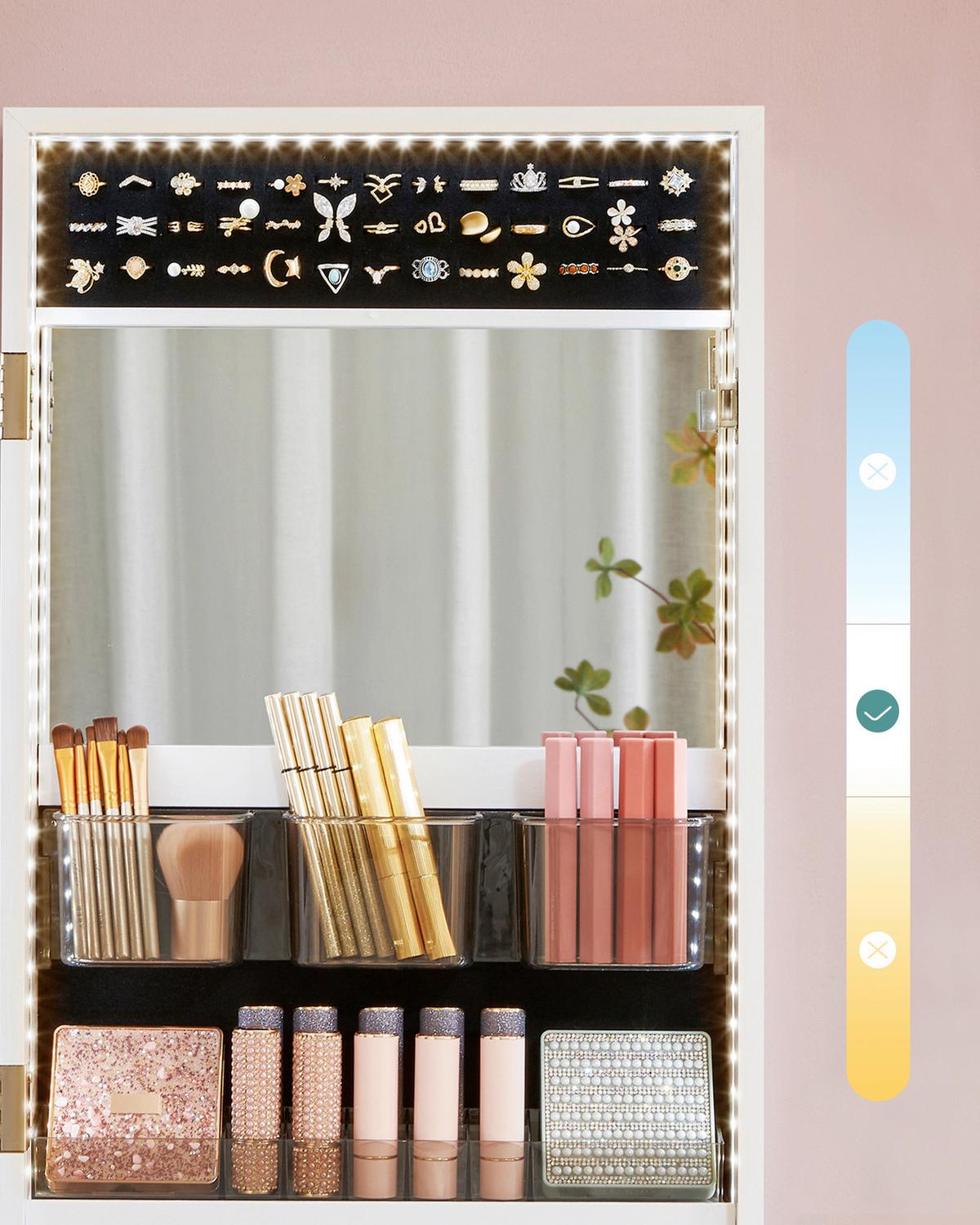 Schmuckschrank Weiß B: 37,5 cm - Roségold/Weiß, LIFESTYLE, Glas/Holzwerkstoff (37,5/108/9,7cm)