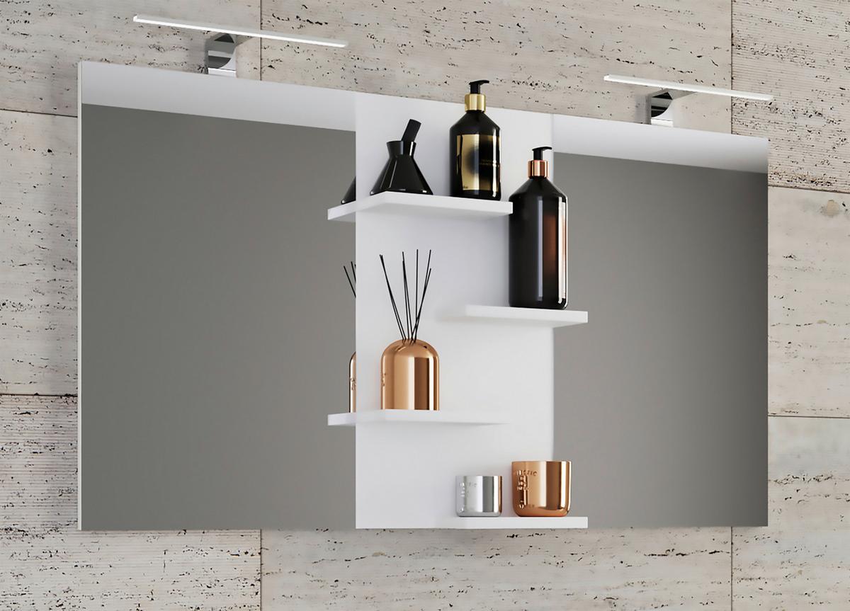 Badspiegel Budasi Bxh 112x59 Cm - Weiß, MODERN, Holzwerkstoff (112/59/11,5cm) - MID.YOU