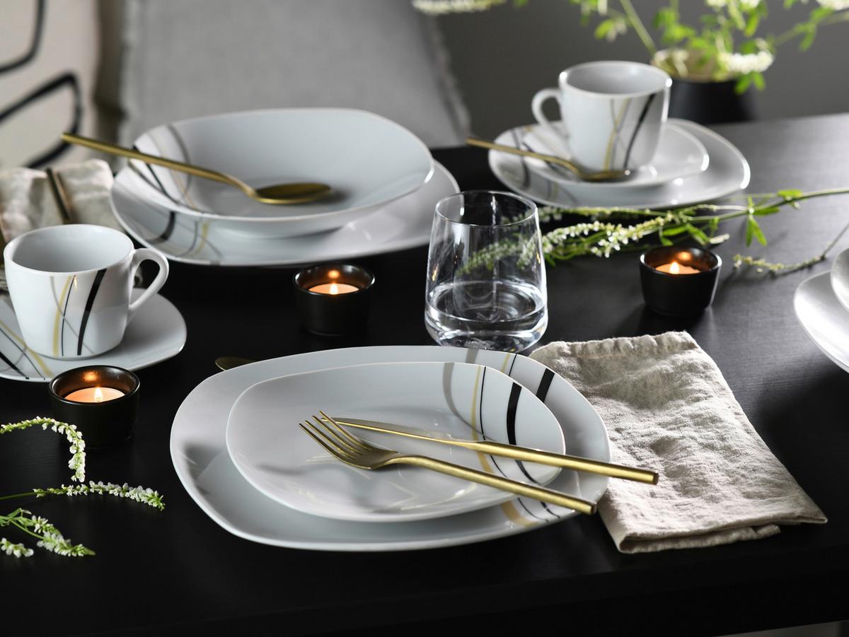 Kombiservice Square City Line 30--Teilig., Weiß - Weiß, Trend, Keramik - Creatable