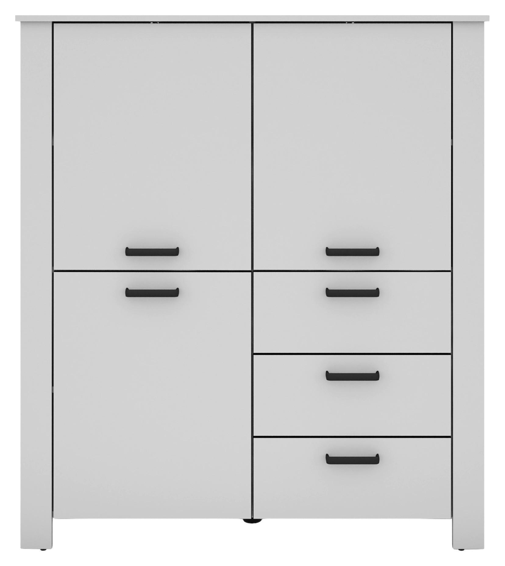 Highboard Faro Weiß B: 120 Cm - Schwarz/Weiß, Design, Holzwerkstoff (120/137/40cm) - MID.YOU