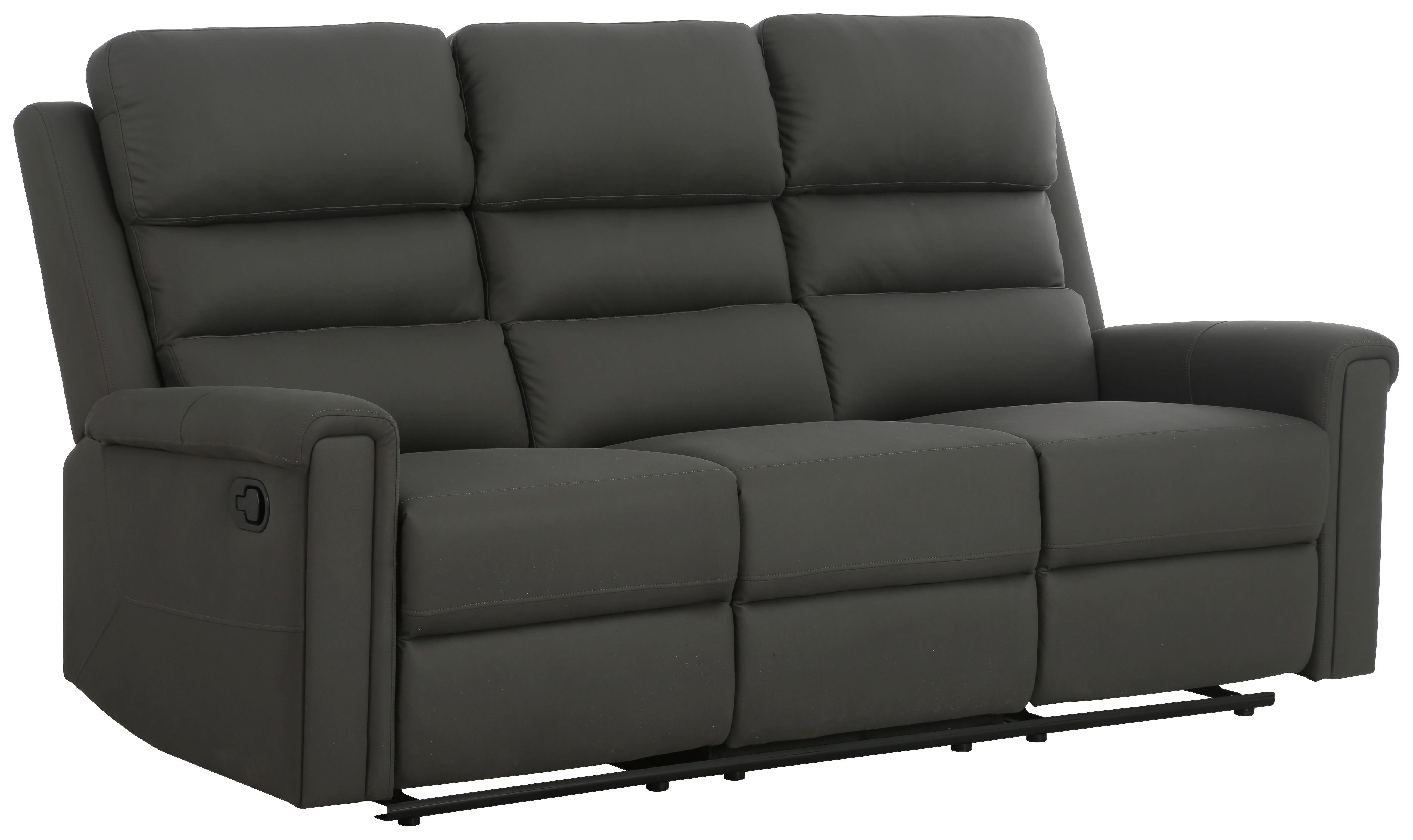3-Sitzer-Sofa Mit Relaxfunktion Trevo Dunkelgrau - Dunkelgrau, KONVENTIONELL, Holz/Textil (201/106/94cm) - P & B