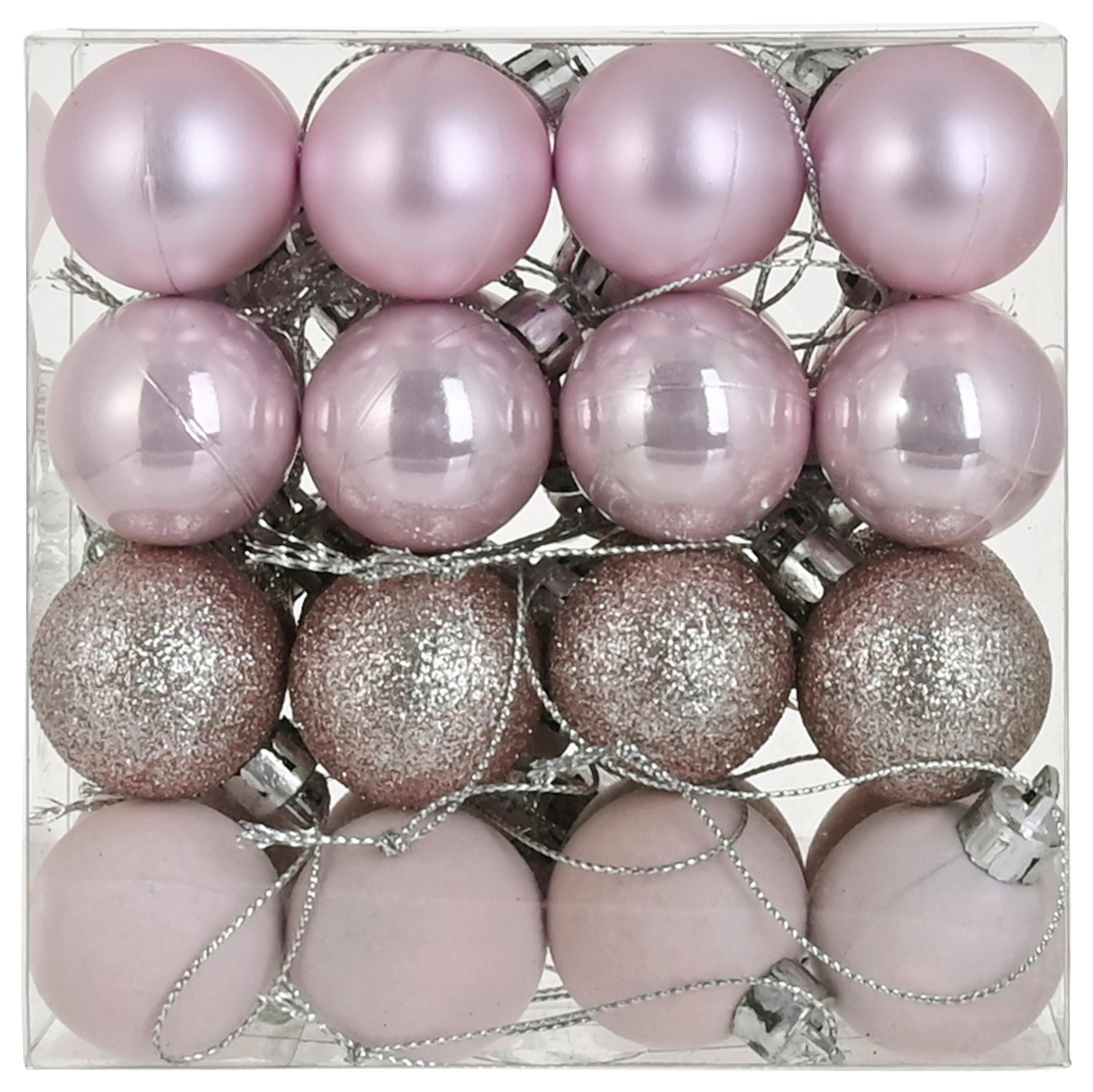 Vianočná guľa 32ks - ružová, Konventionell, plast (3cm) - Mömax