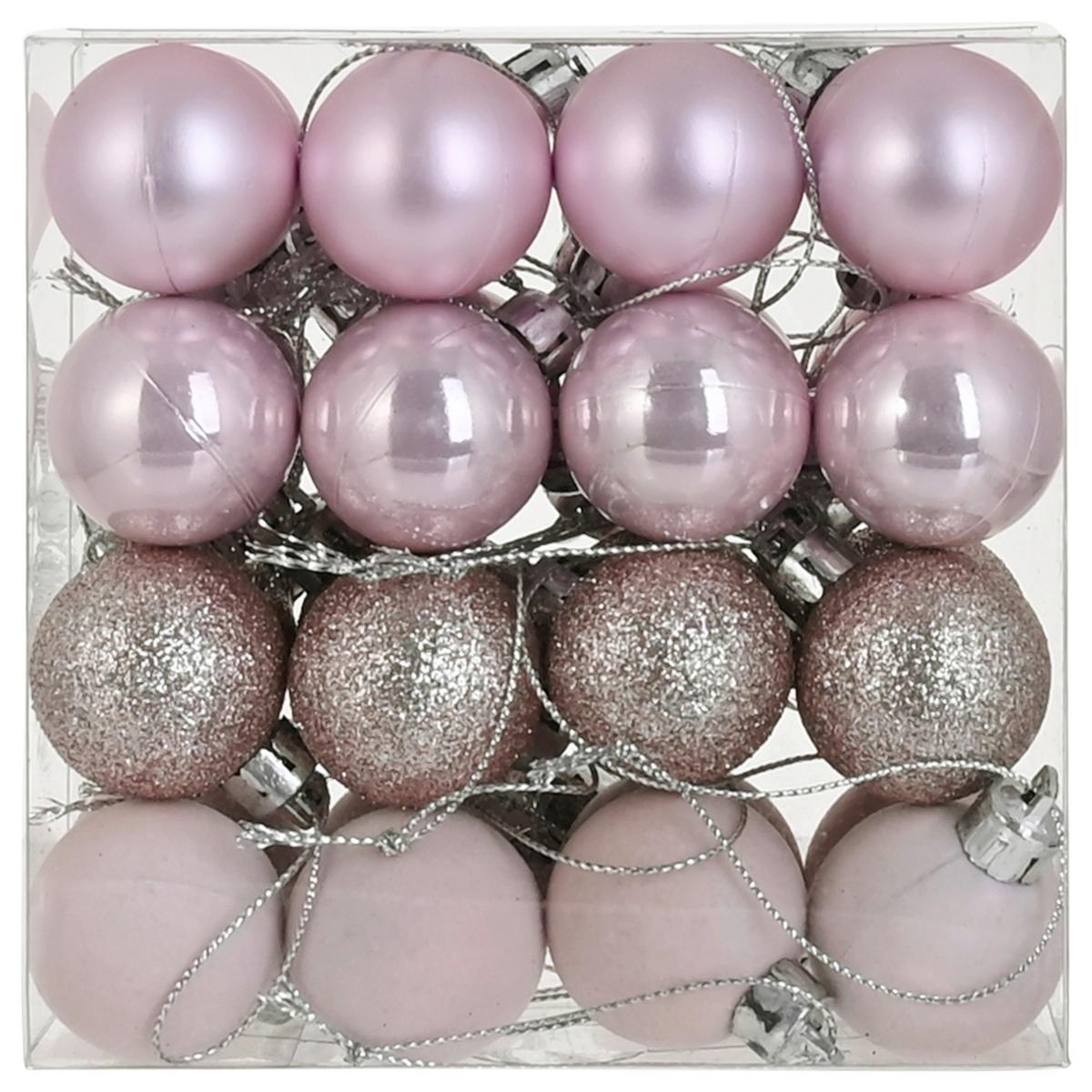 Vianočná guľa 32ks - ružová, Konventionell, plast (3cm) - Mömax
