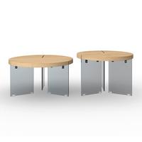 Konferenčný stolík Moreno 2 dielna sada - farba duba/tmavosivá, Modern, kov/kompozitné drevo (80/70/80/70/43/49cm) - Bessagi Home