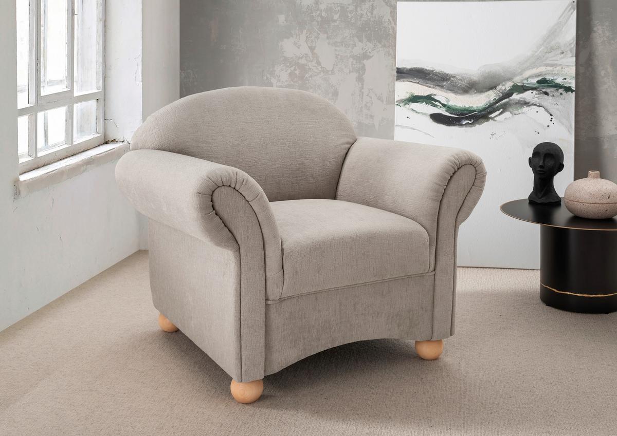 Sessel Torello Taupe B: 90cm - Taupe/Wildeiche, KONVENTIONELL, Textil (90/84/80cm) - Livetastic